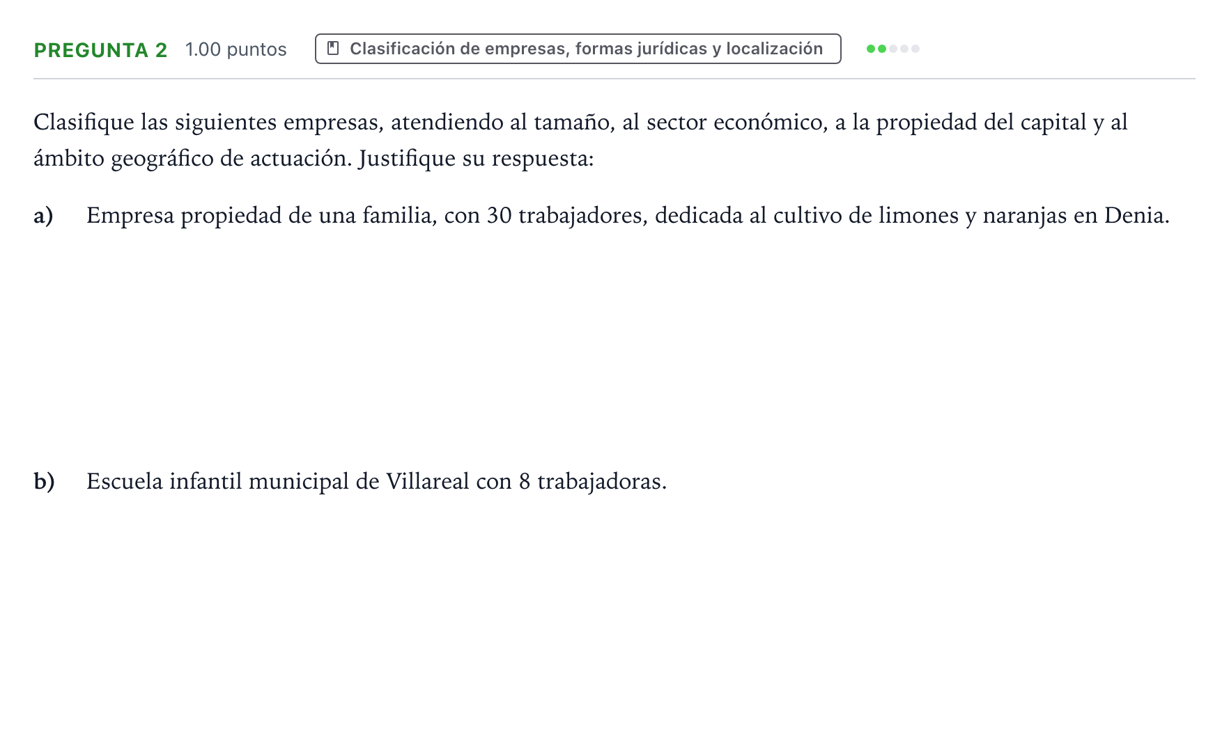 Enunciado: Pregunta 2 · Empresa y Diseño de Modelos de Negocio PAU Valencia Extraordinaria 2024