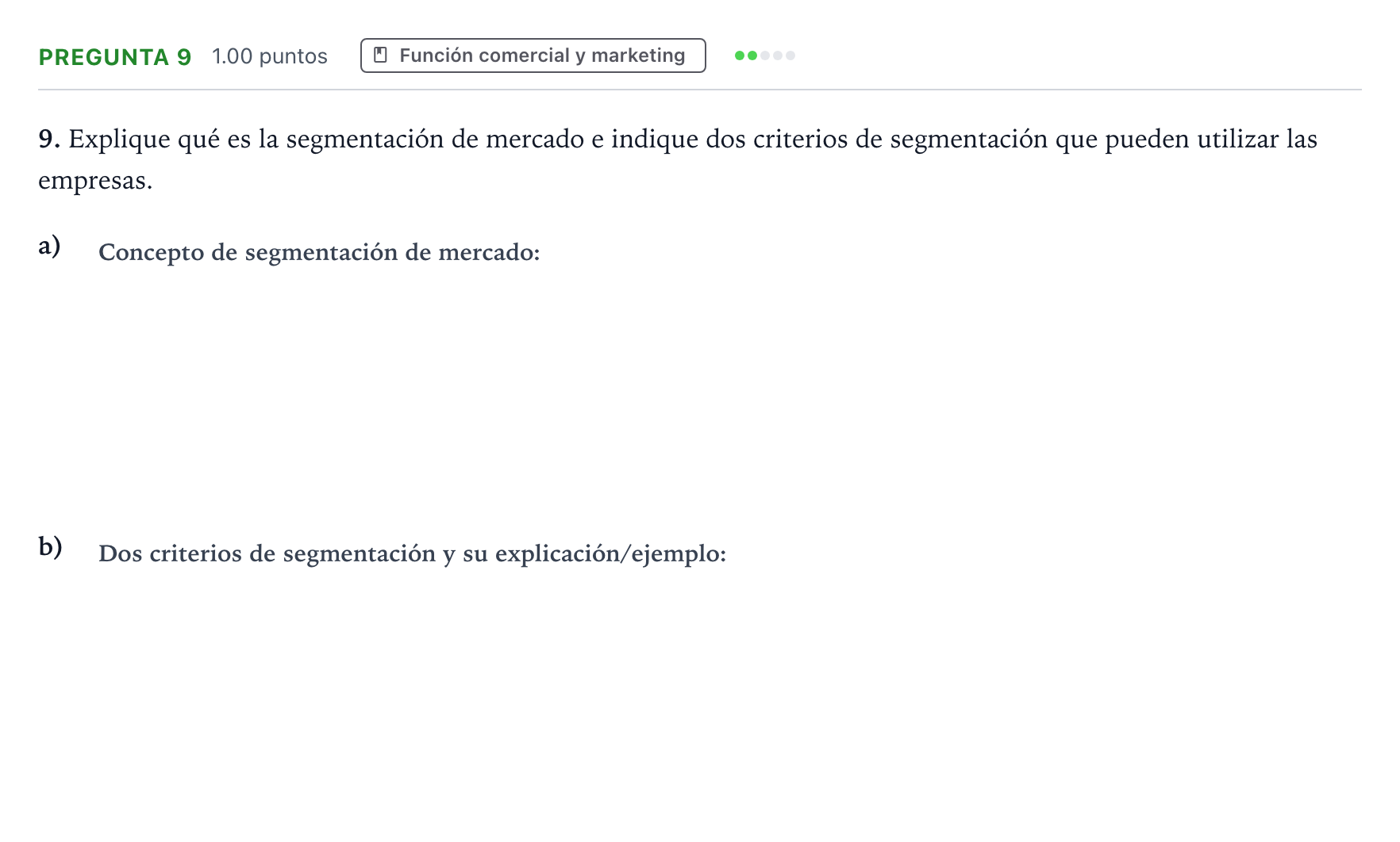 Enunciado: Pregunta 9 · Empresa y Diseño de Modelos de Negocio PAU Valencia Extraordinaria 2024