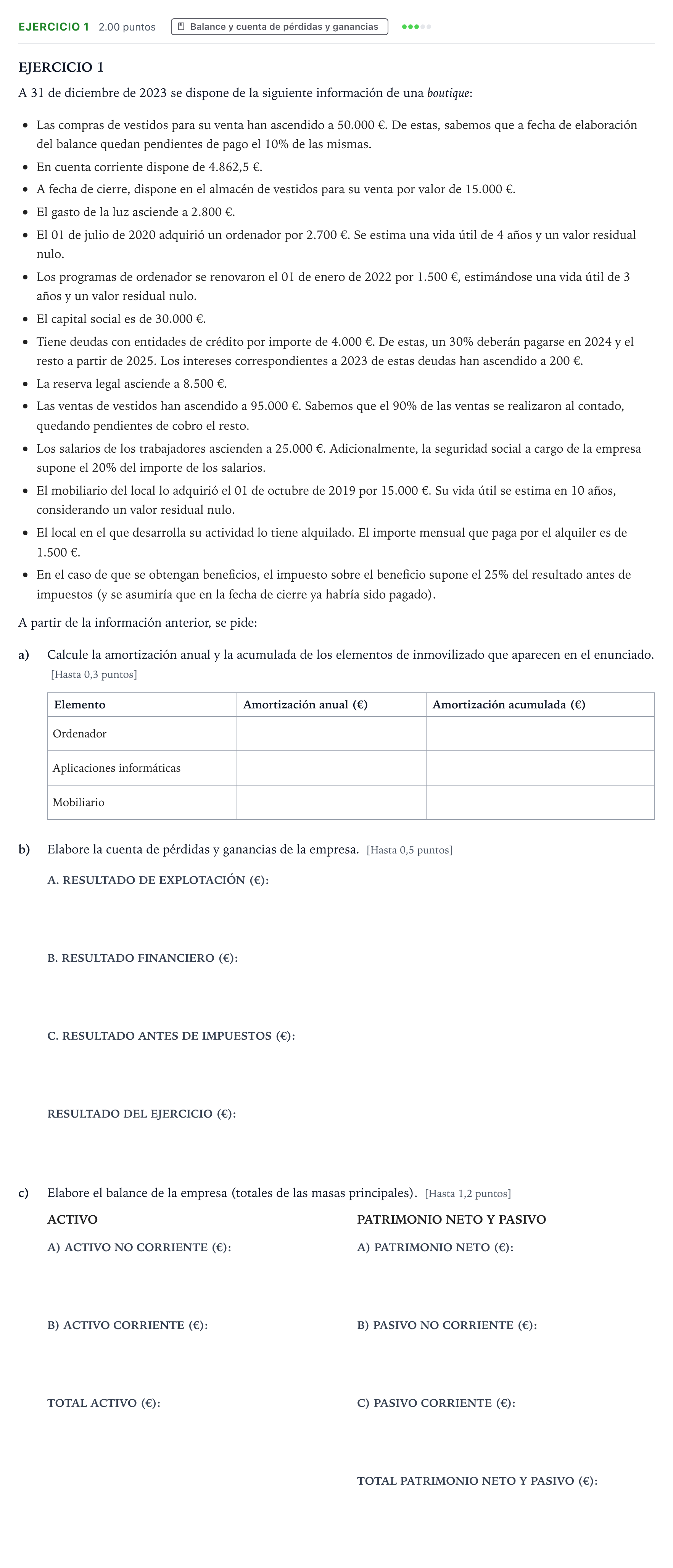 Enunciado: Ejercicio 1 · Empresa y Diseño de Modelos de Negocio PAU Valencia Ordinaria 2024