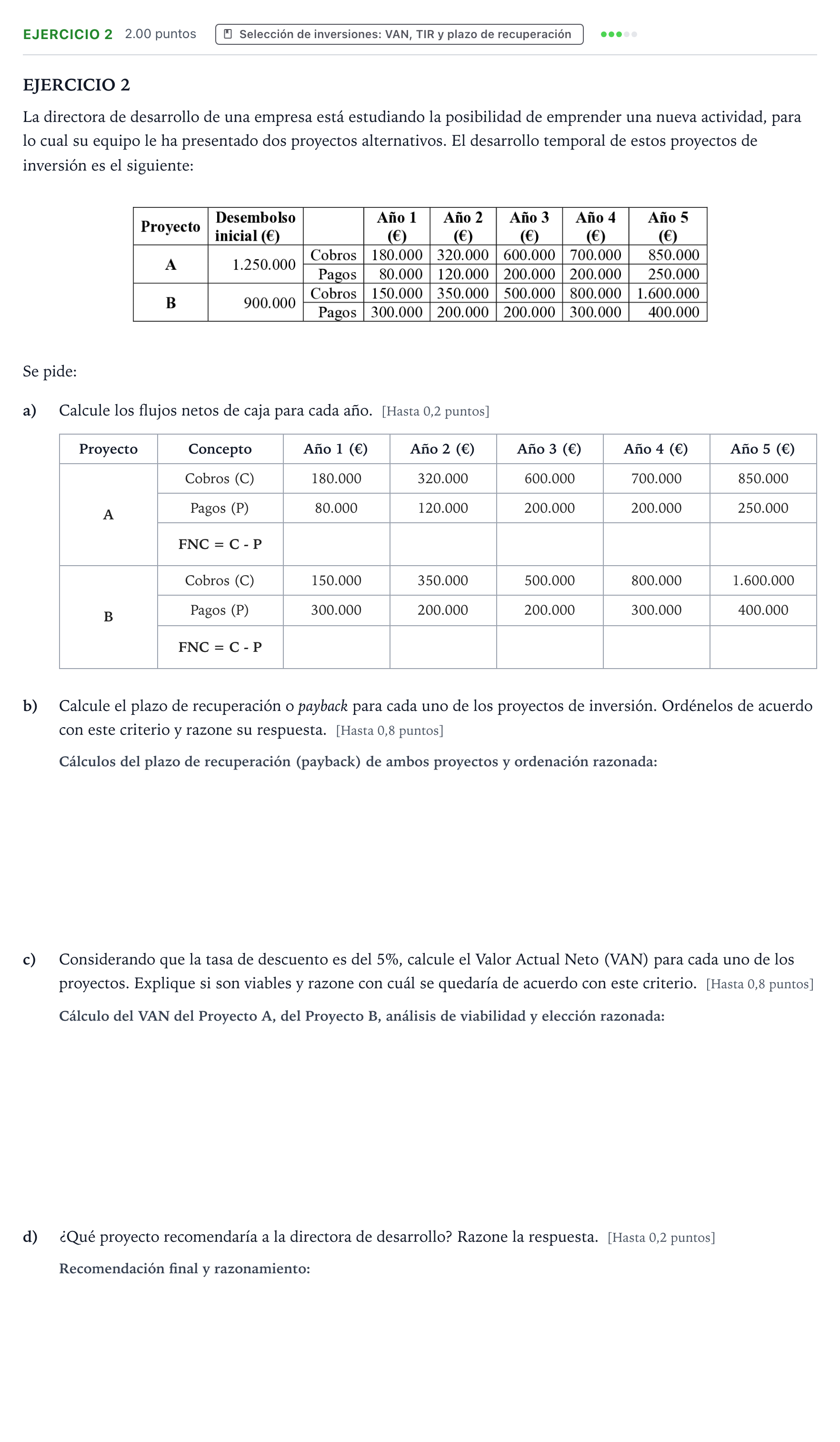 Enunciado: Ejercicio 2 · Empresa y Diseño de Modelos de Negocio PAU Valencia Ordinaria 2024