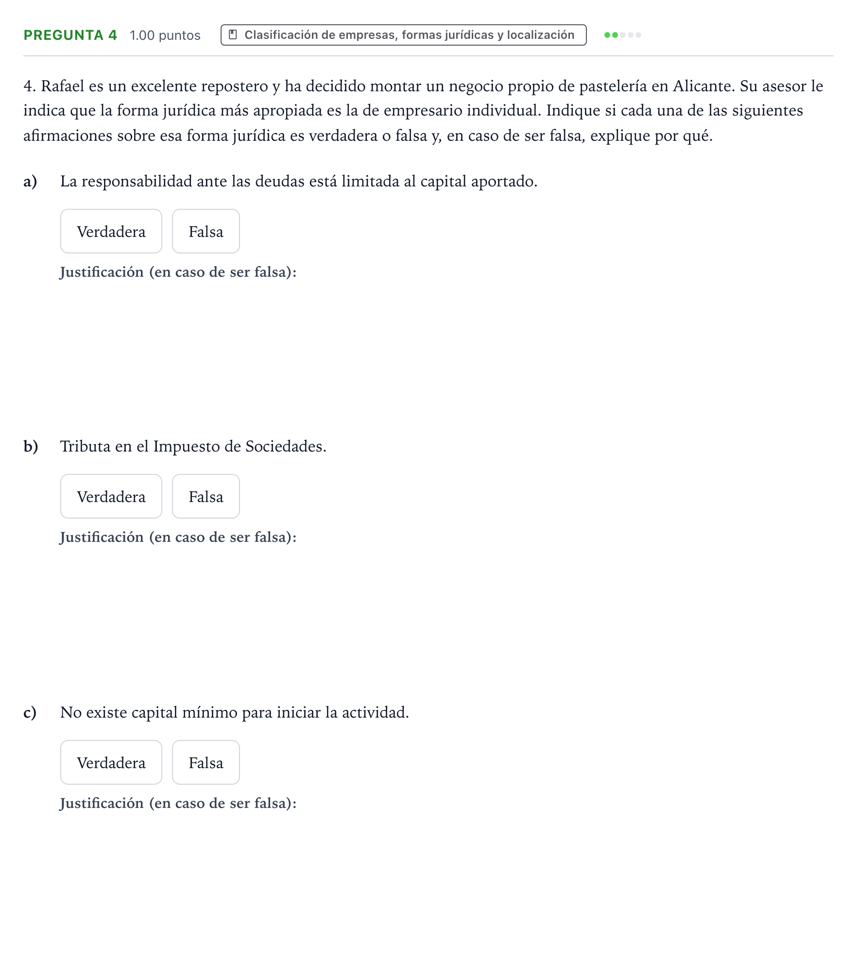 Enunciado: Pregunta 4 · Empresa y Diseño de Modelos de Negocio PAU Valencia Ordinaria 2024