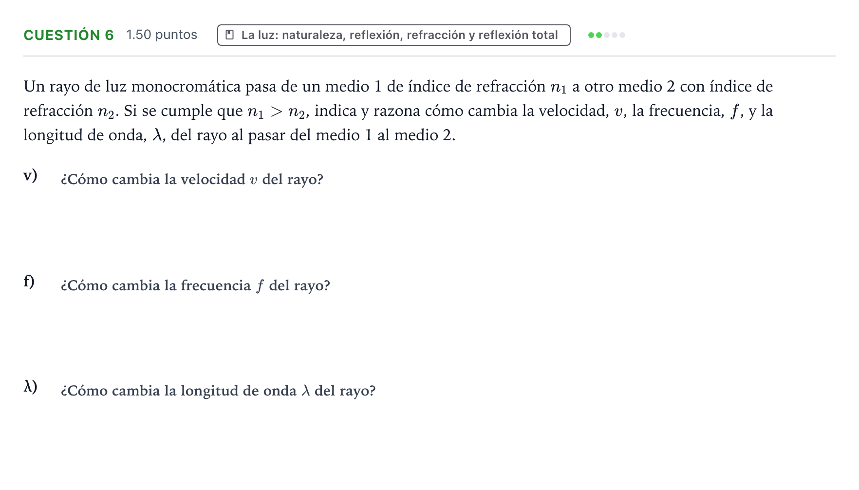 Enunciado: Cuestión 6 · Física PAU Valencia Extraordinaria 2024