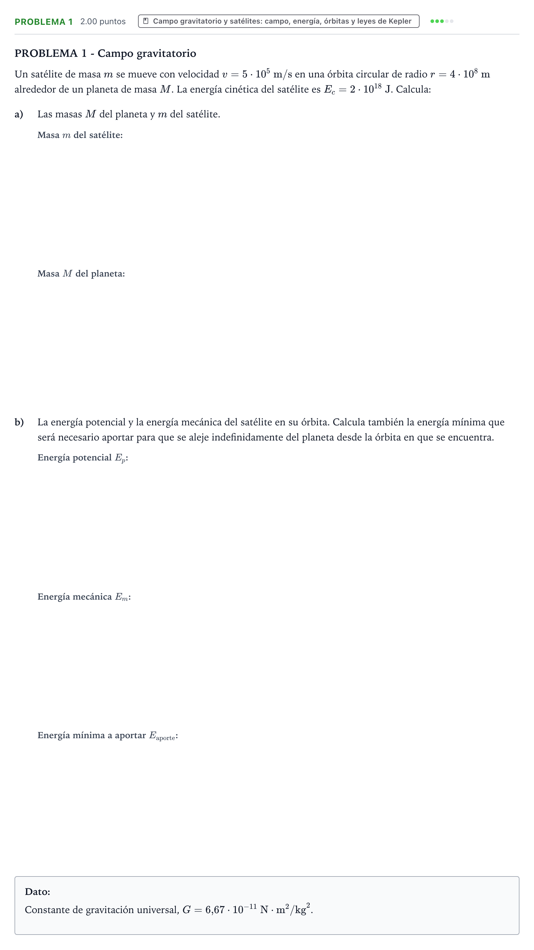 Enunciado: Problema 1 · Física PAU Valencia Extraordinaria 2024