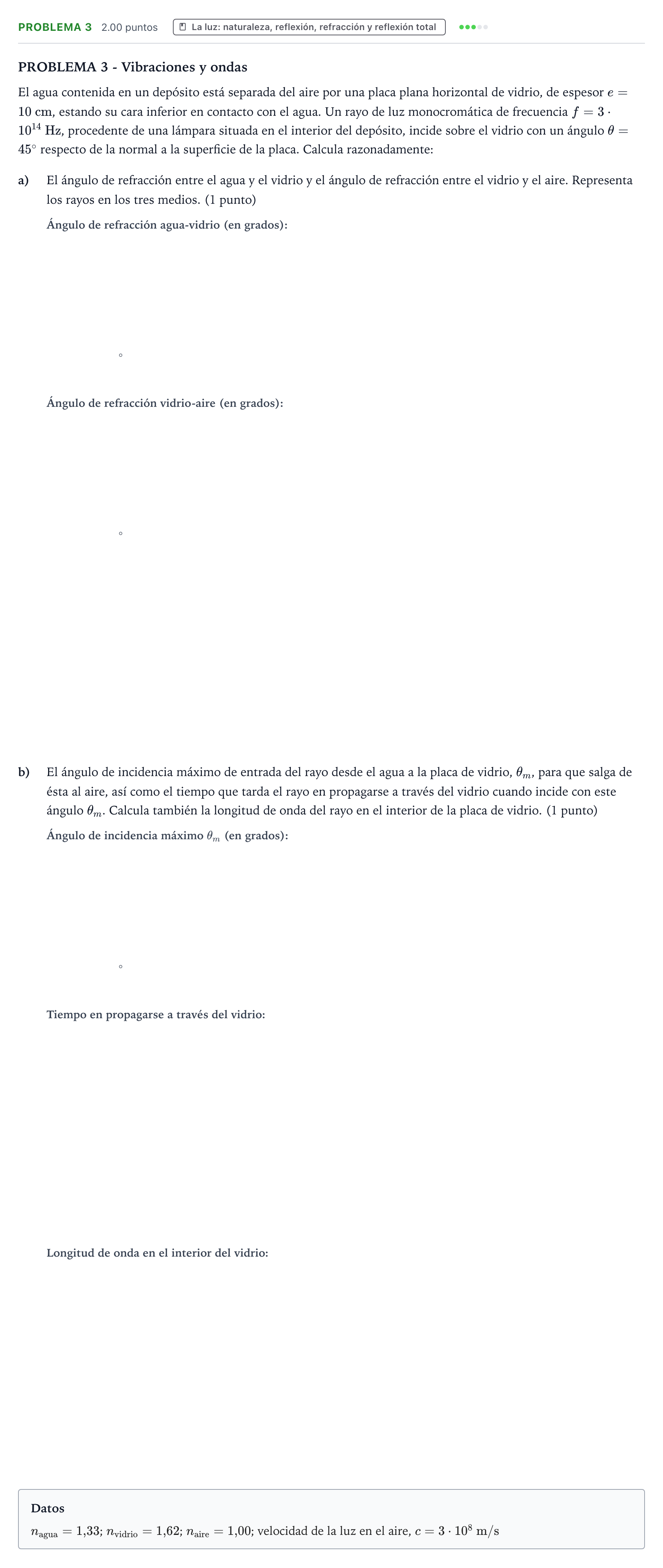 Enunciado: Problema 3 · Física PAU Valencia Extraordinaria 2024