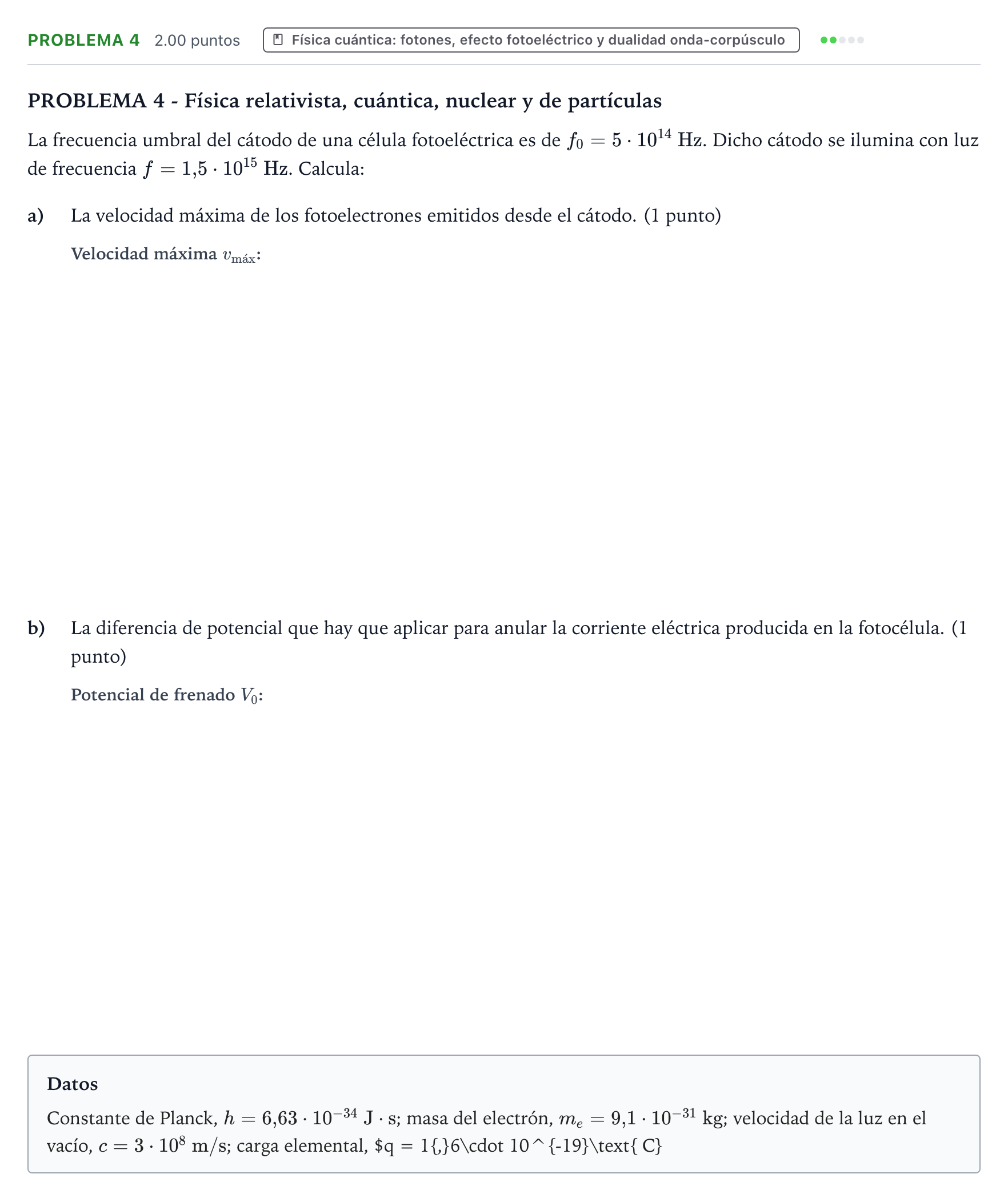Enunciado: Problema 4 · Física PAU Valencia Extraordinaria 2024