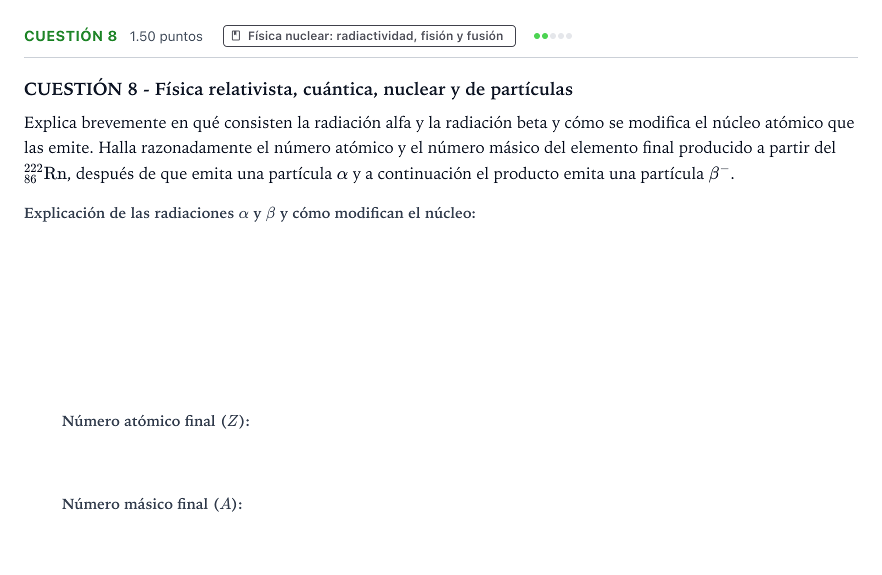 Enunciado: Cuestión 8 · Física PAU Valencia Ordinaria 2024