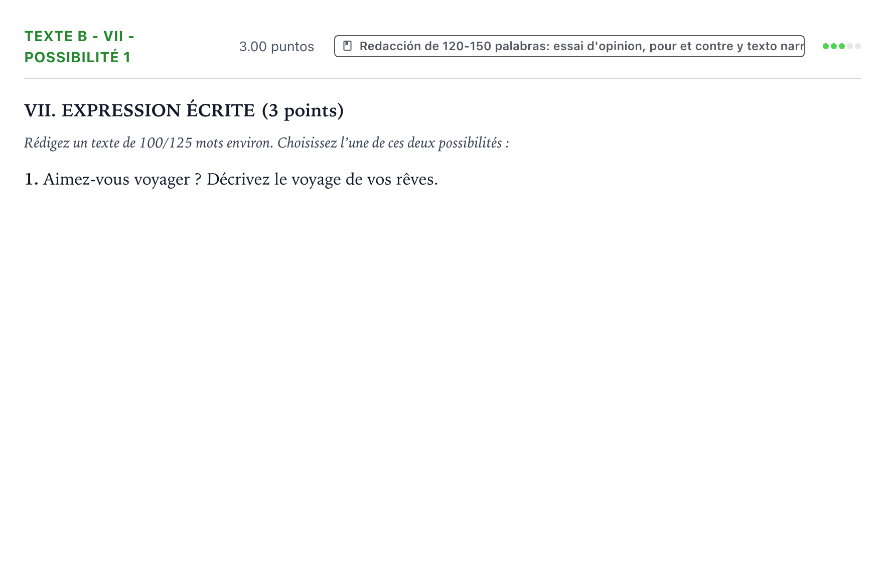 Enunciado: Ejercicio TEXTE B - VII - Possibilité 1 · Francés PAU Valencia Ordinaria 2024