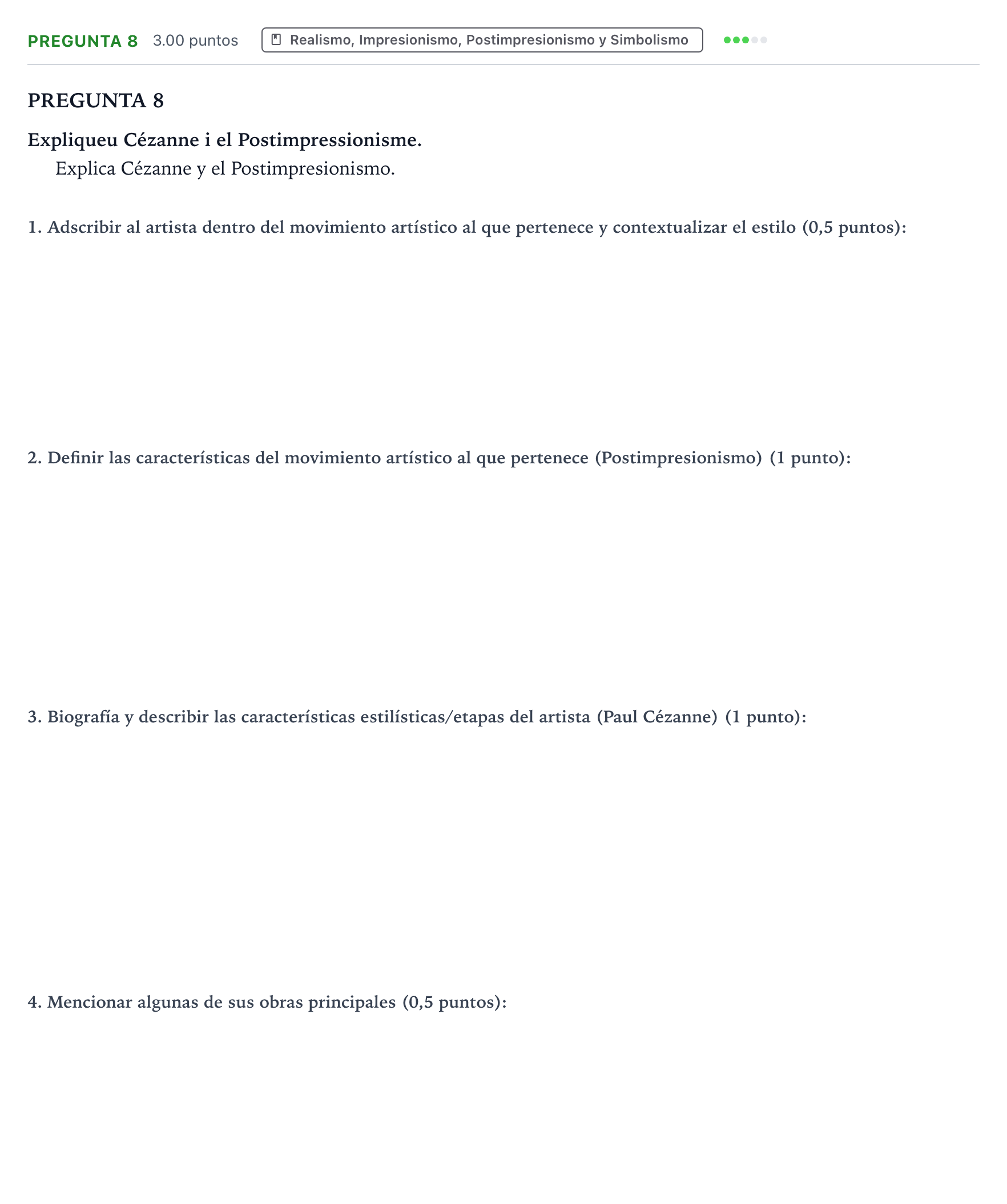 Enunciado: Pregunta 8 · Fundamentos Artísticos PAU Valencia Extraordinaria (Fundamentos del Arte II) 2024