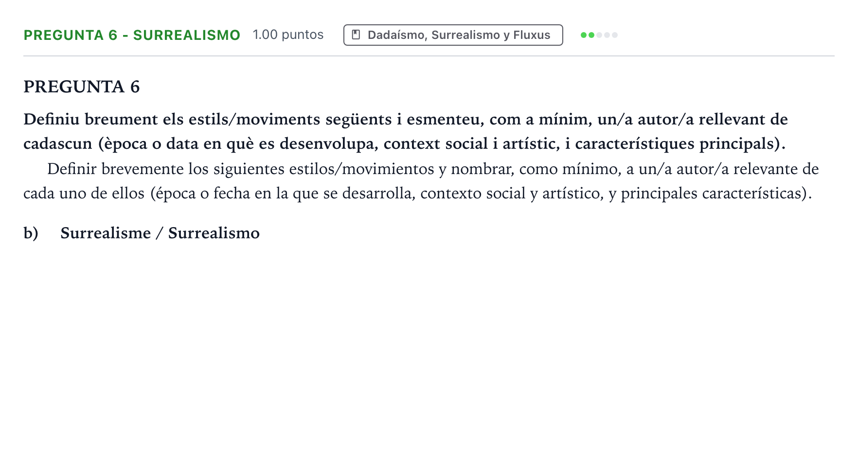 Enunciado: Pregunta 6 - Surrealismo · Fundamentos Artísticos PAU Valencia Extraordinaria 2024