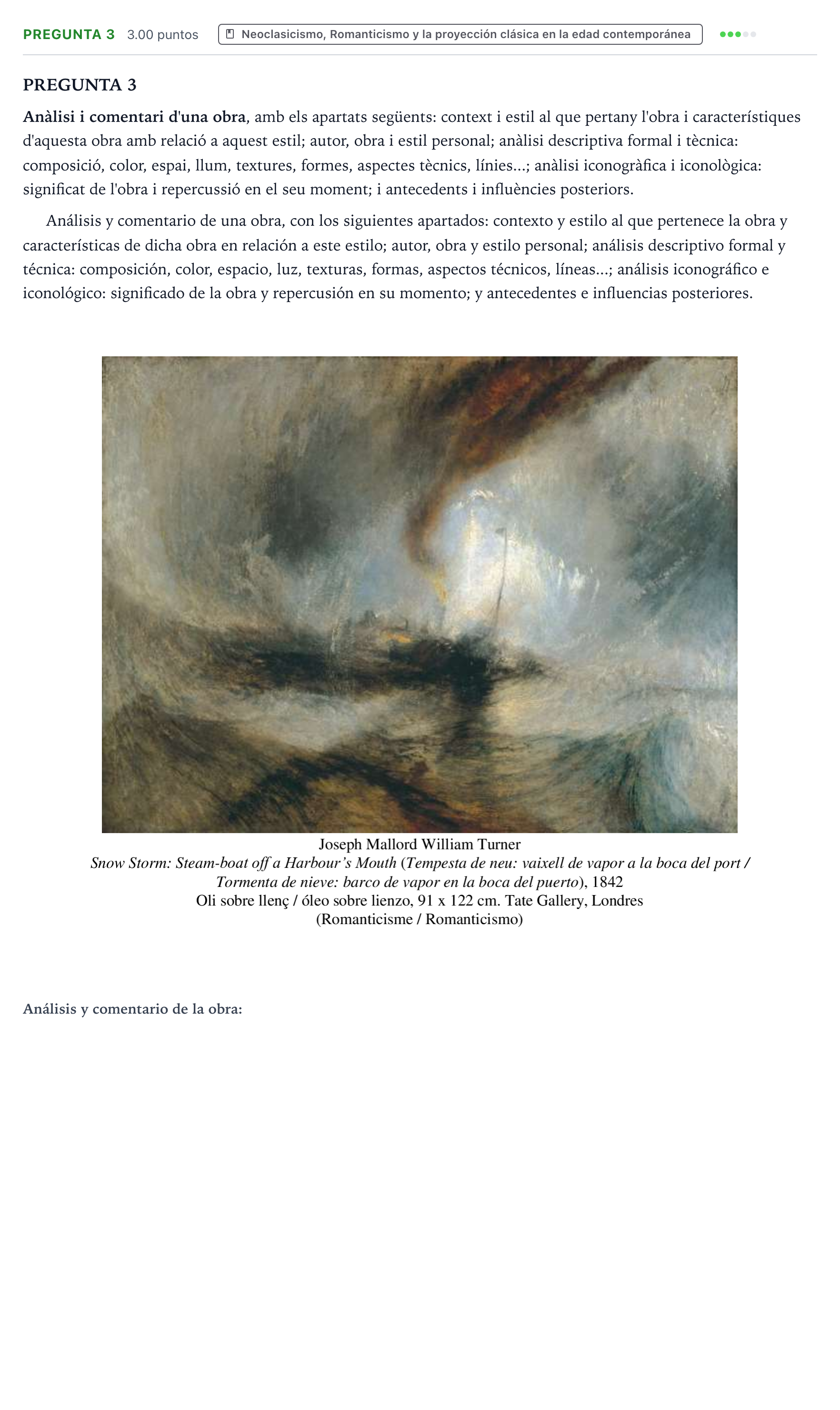 Enunciado: Pregunta 3 · Fundamentos Artísticos PAU Valencia Ordinaria (Fundamentos del Arte II) 2024