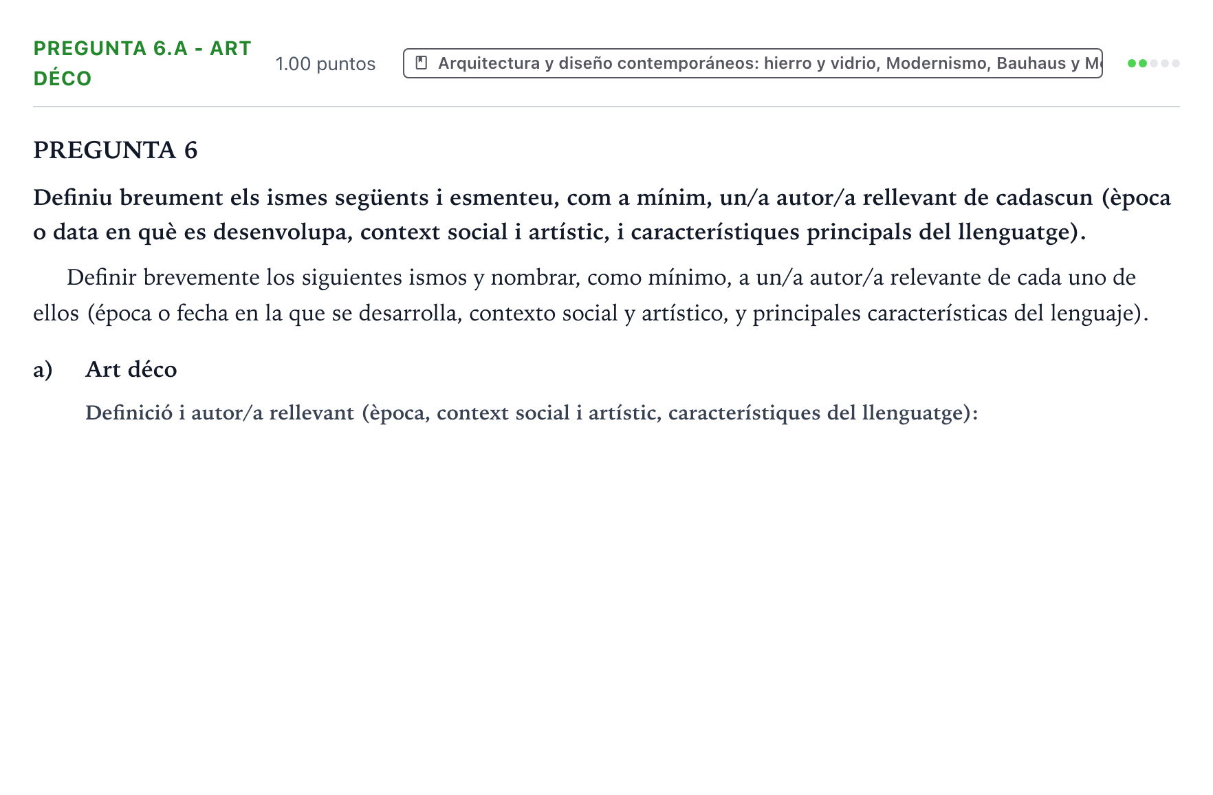 Enunciado: Pregunta 6.a - Art déco · Fundamentos Artísticos PAU Valencia Ordinaria (Fundamentos del Arte II) 2024