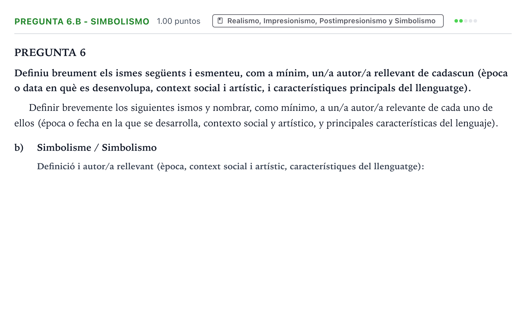 Enunciado: Pregunta 6.b - Simbolismo · Fundamentos Artísticos PAU Valencia Ordinaria (Fundamentos del Arte II) 2024