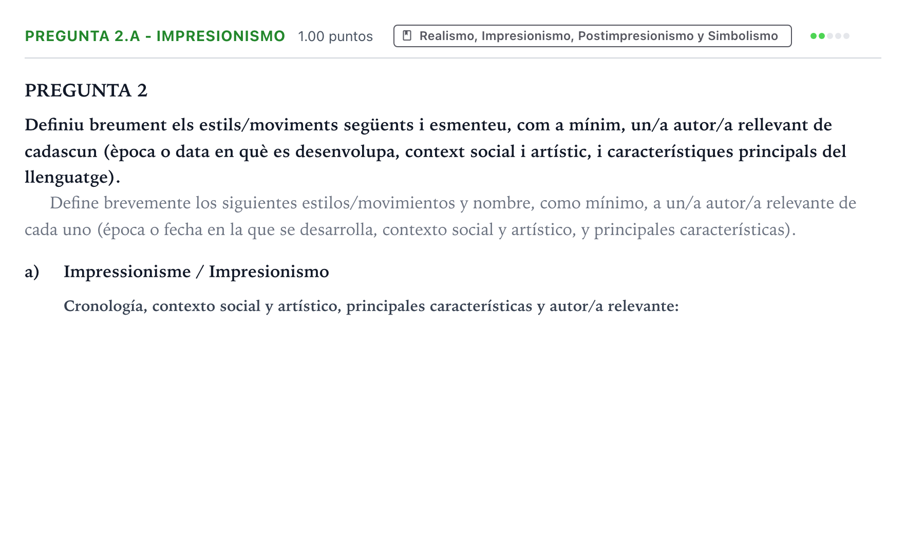 Enunciado: Pregunta 2.a - Impresionismo · Fundamentos Artísticos PAU Valencia Ordinaria 2024