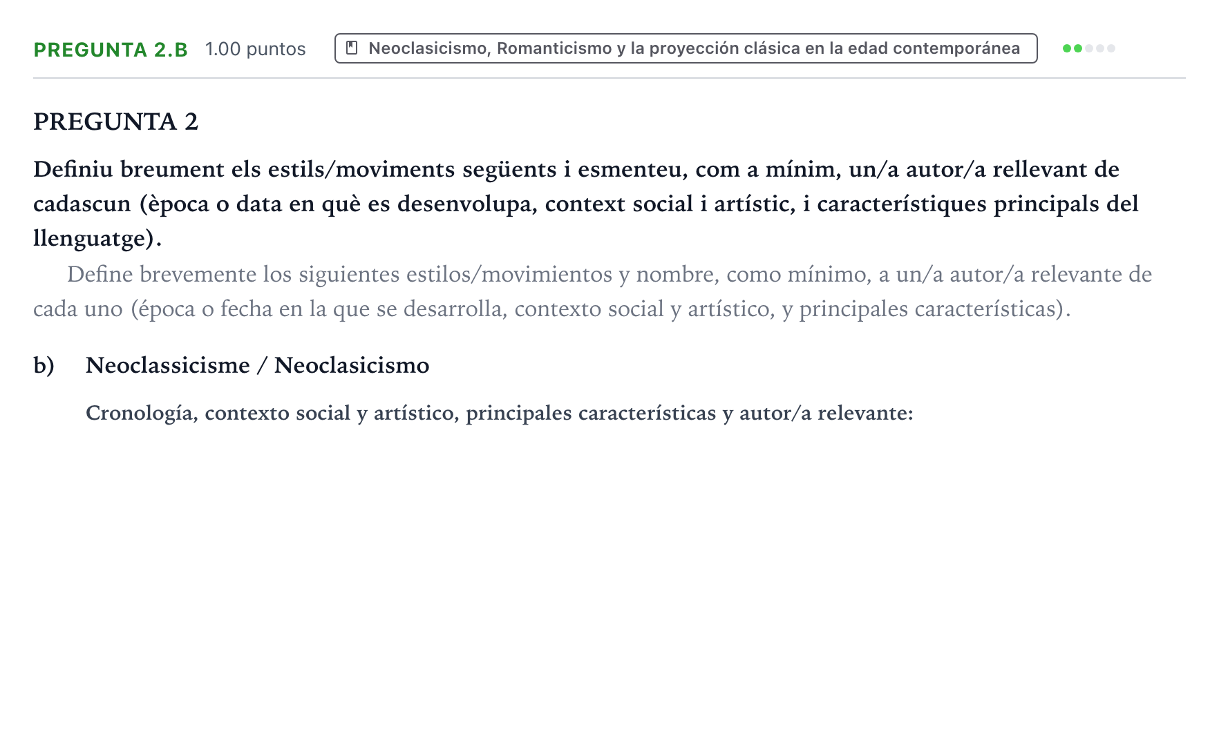 Enunciado: Pregunta 2.b - Neoclasicismo · Fundamentos Artísticos PAU Valencia Ordinaria 2024