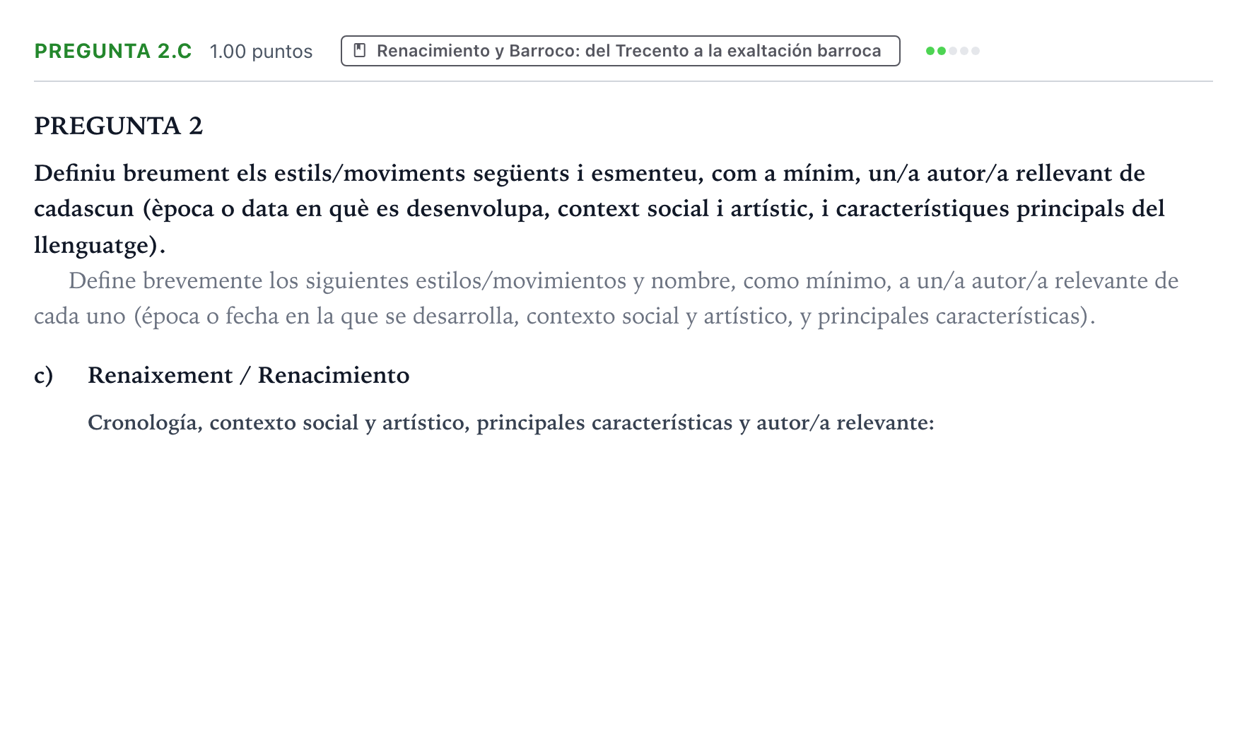 Enunciado: Pregunta 2.c - Renacimiento · Fundamentos Artísticos PAU Valencia Ordinaria 2024