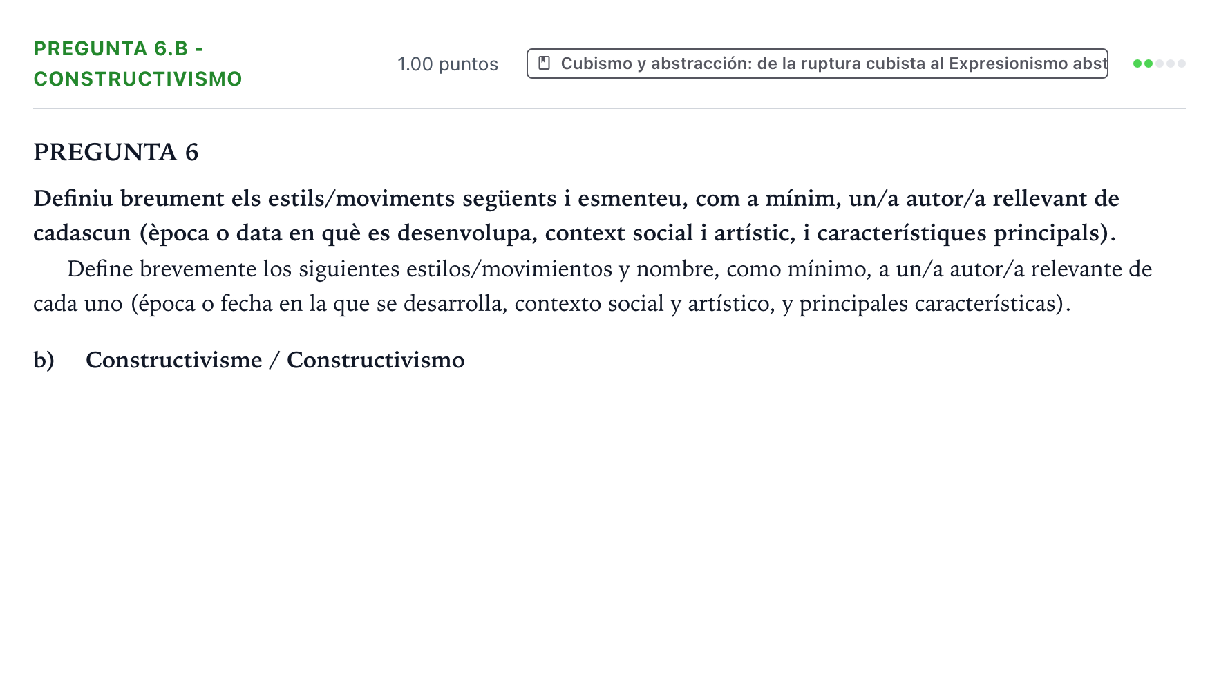 Enunciado: Pregunta 6.b - Constructivismo · Fundamentos Artísticos PAU Valencia Ordinaria 2024