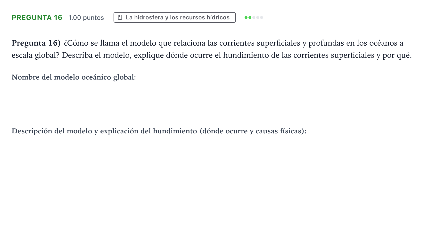 Enunciado: Pregunta 16 · Geología y Ciencias Ambientales PAU Valencia Extraordinaria 2024