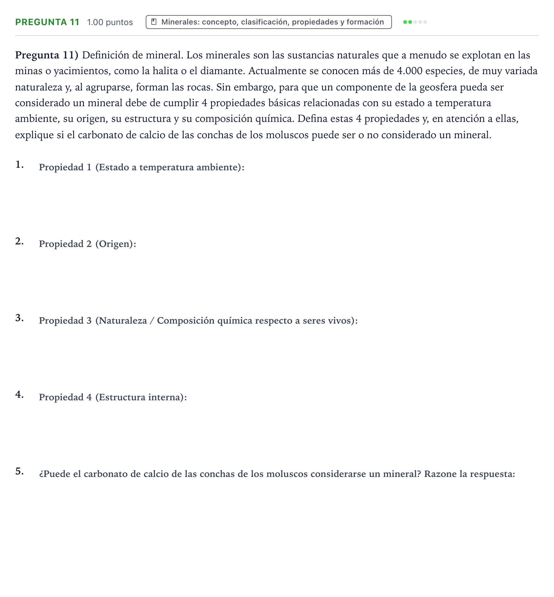 Enunciado: Pregunta 11 · Geología y Ciencias Ambientales PAU Valencia Ordinaria 2024