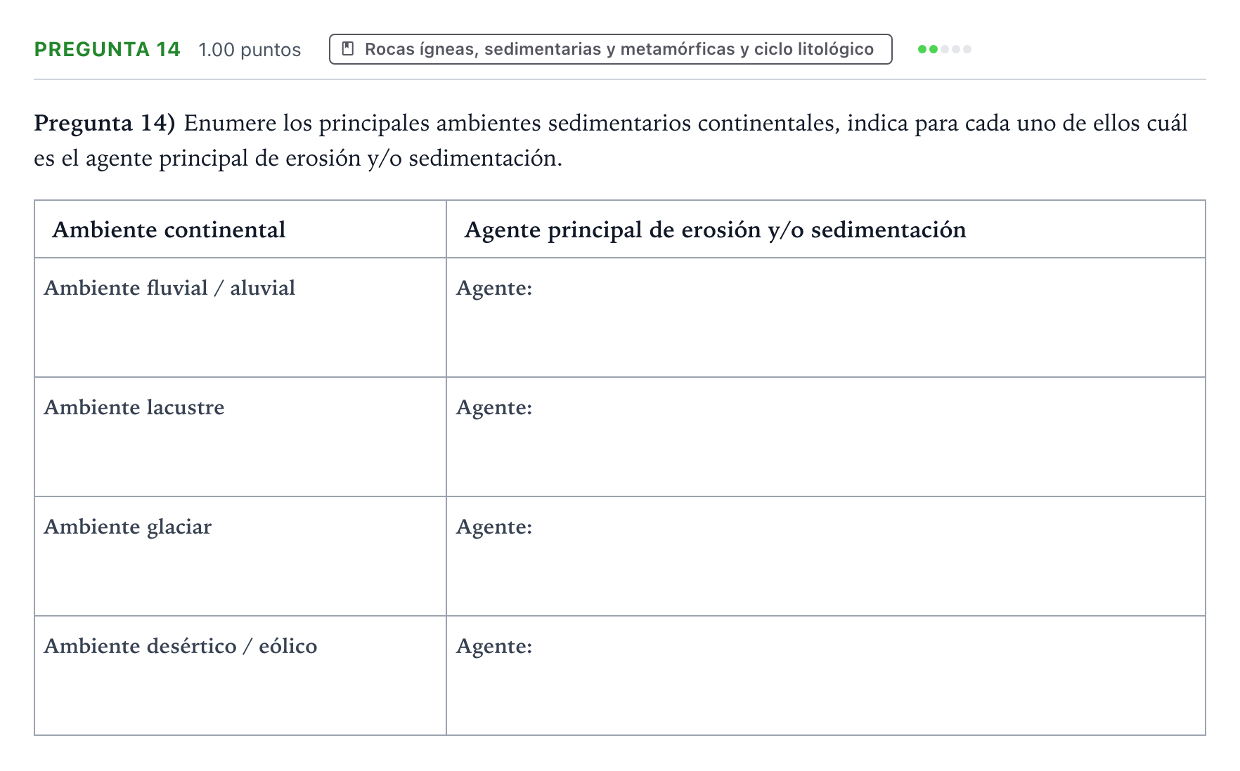 Enunciado: Pregunta 14 · Geología y Ciencias Ambientales PAU Valencia Ordinaria 2024