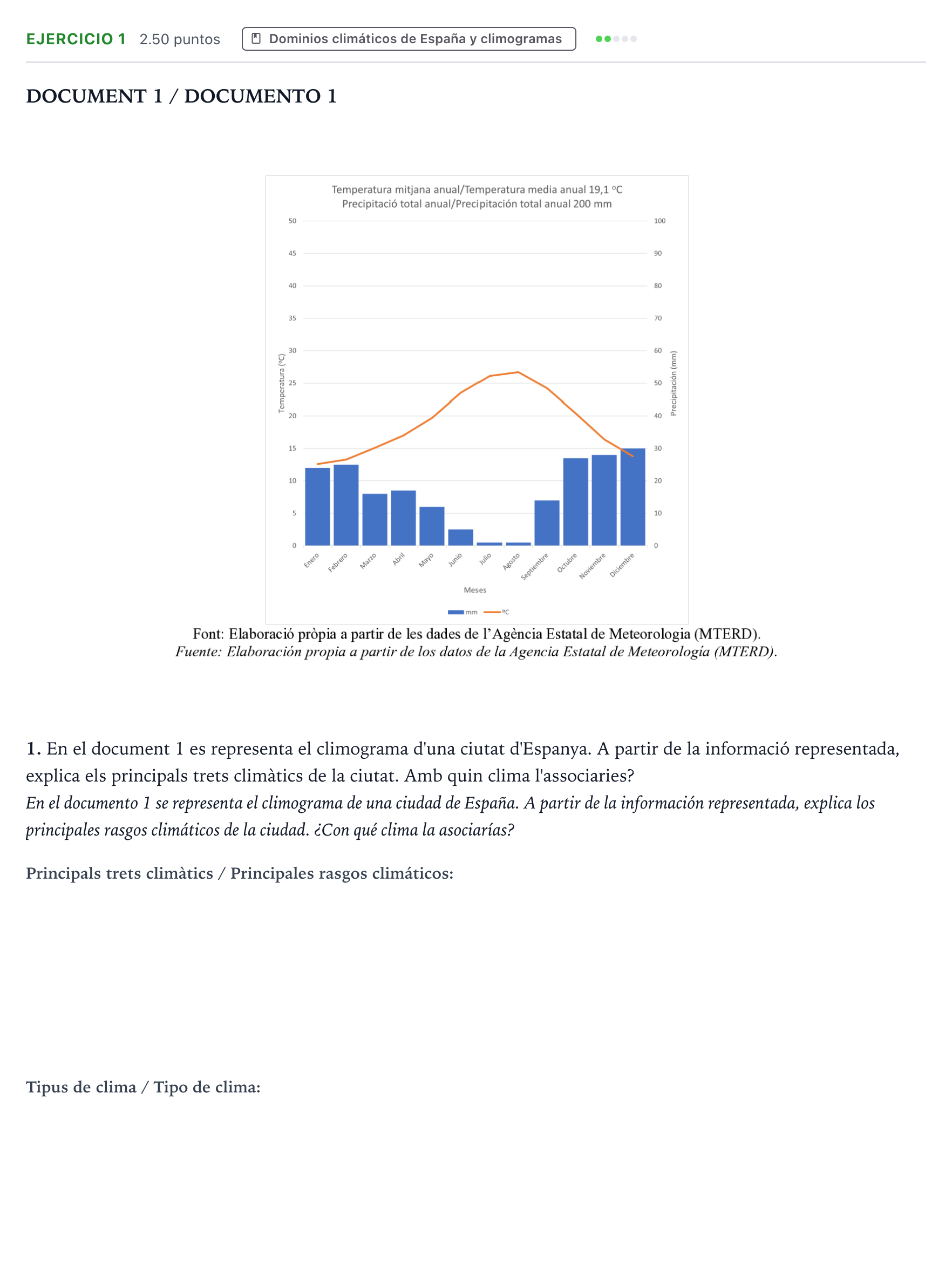 Enunciado: Problema 1 · Geografía PAU Valencia Extraordinaria 2024