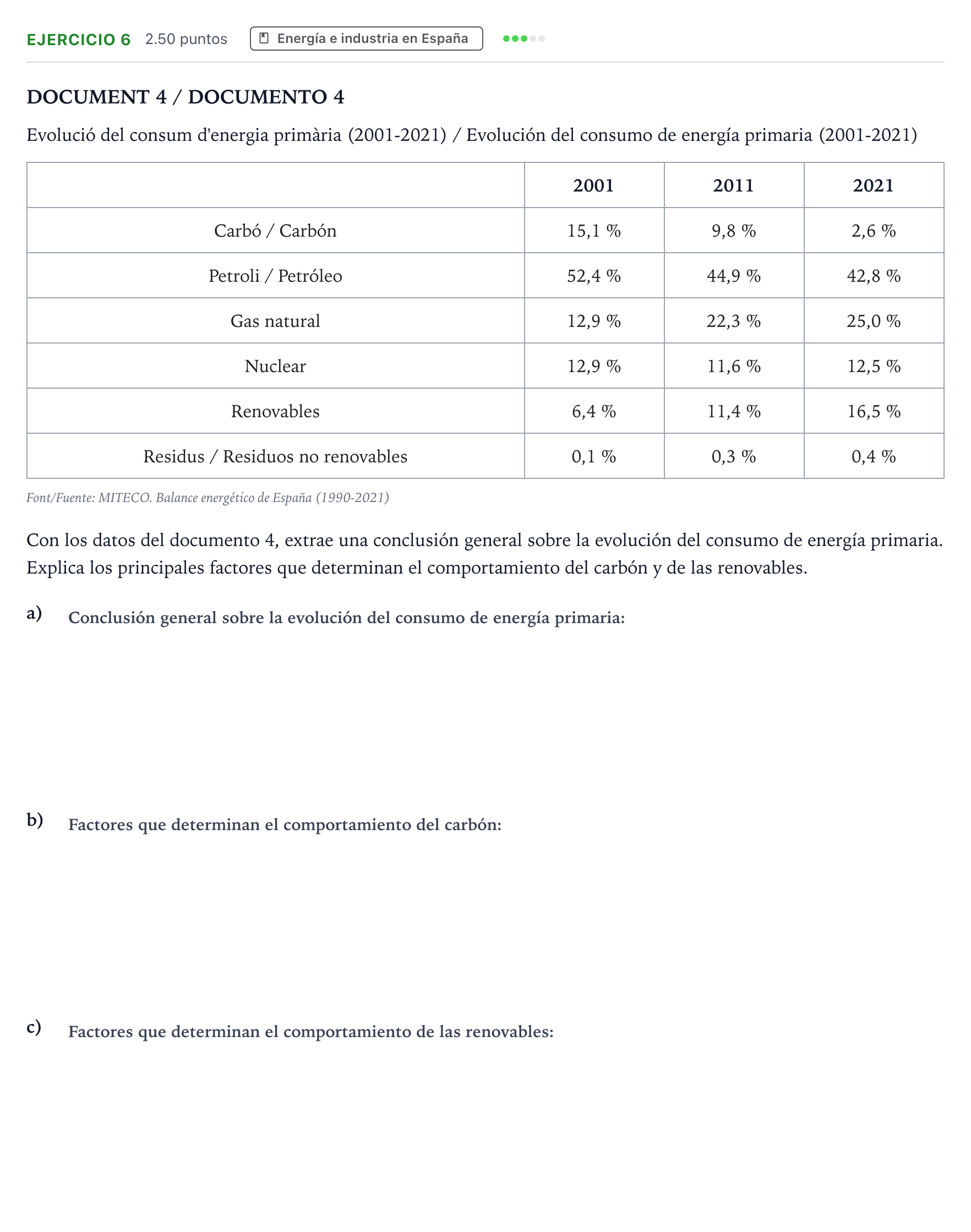 Enunciado: Problema 6 · Geografía PAU Valencia Extraordinaria 2024