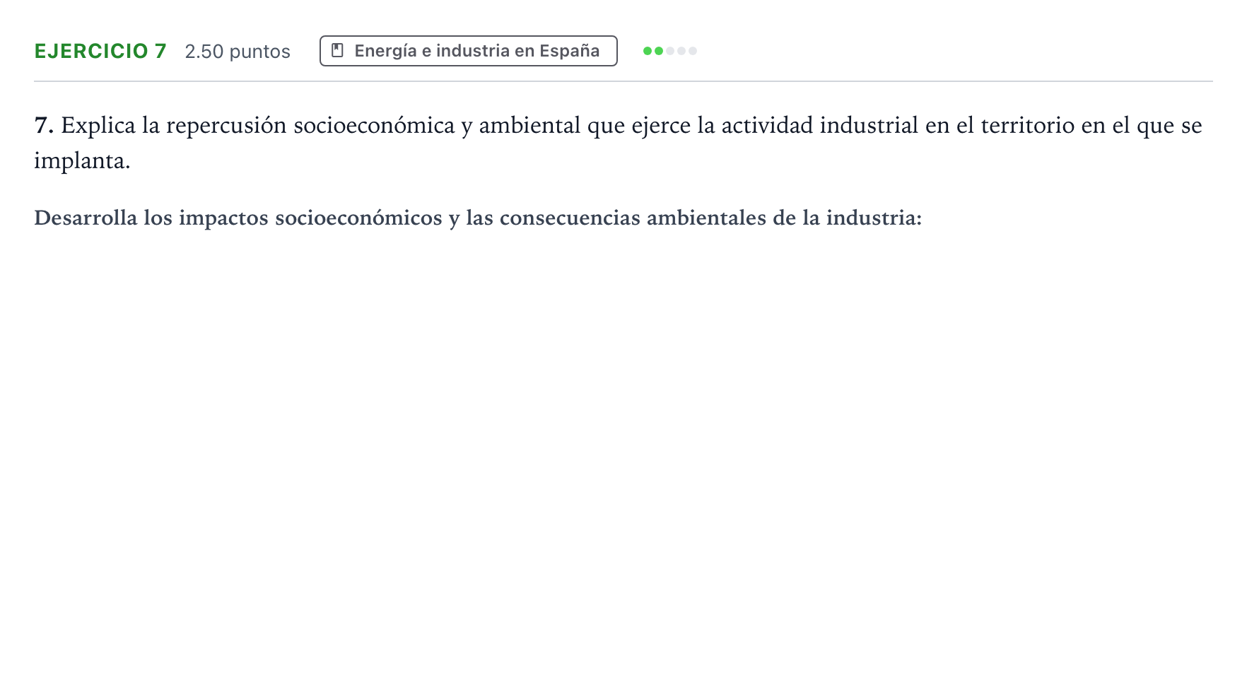 Enunciado: Problema 7 · Geografía PAU Valencia Extraordinaria 2024
