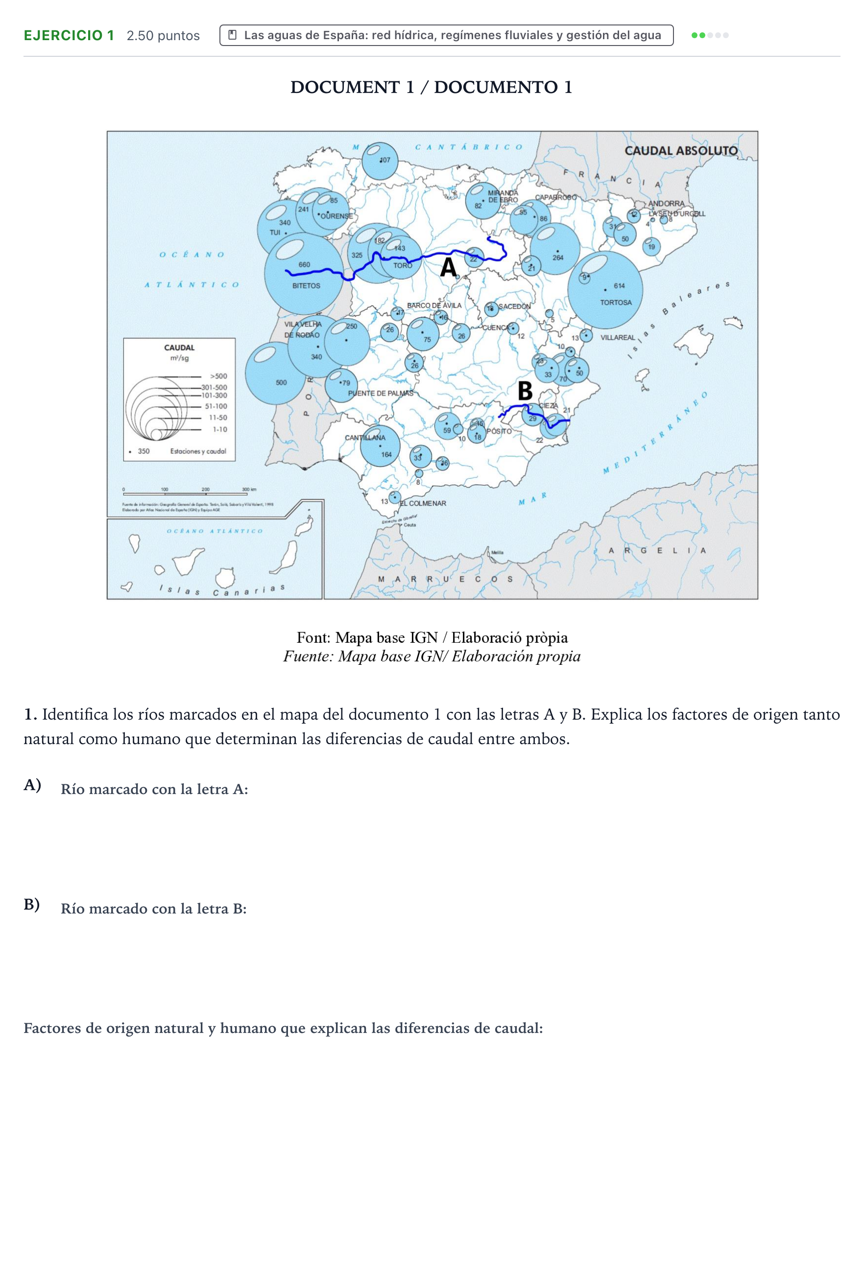 Enunciado: Problema 1 · Geografía PAU Valencia Ordinaria 2024