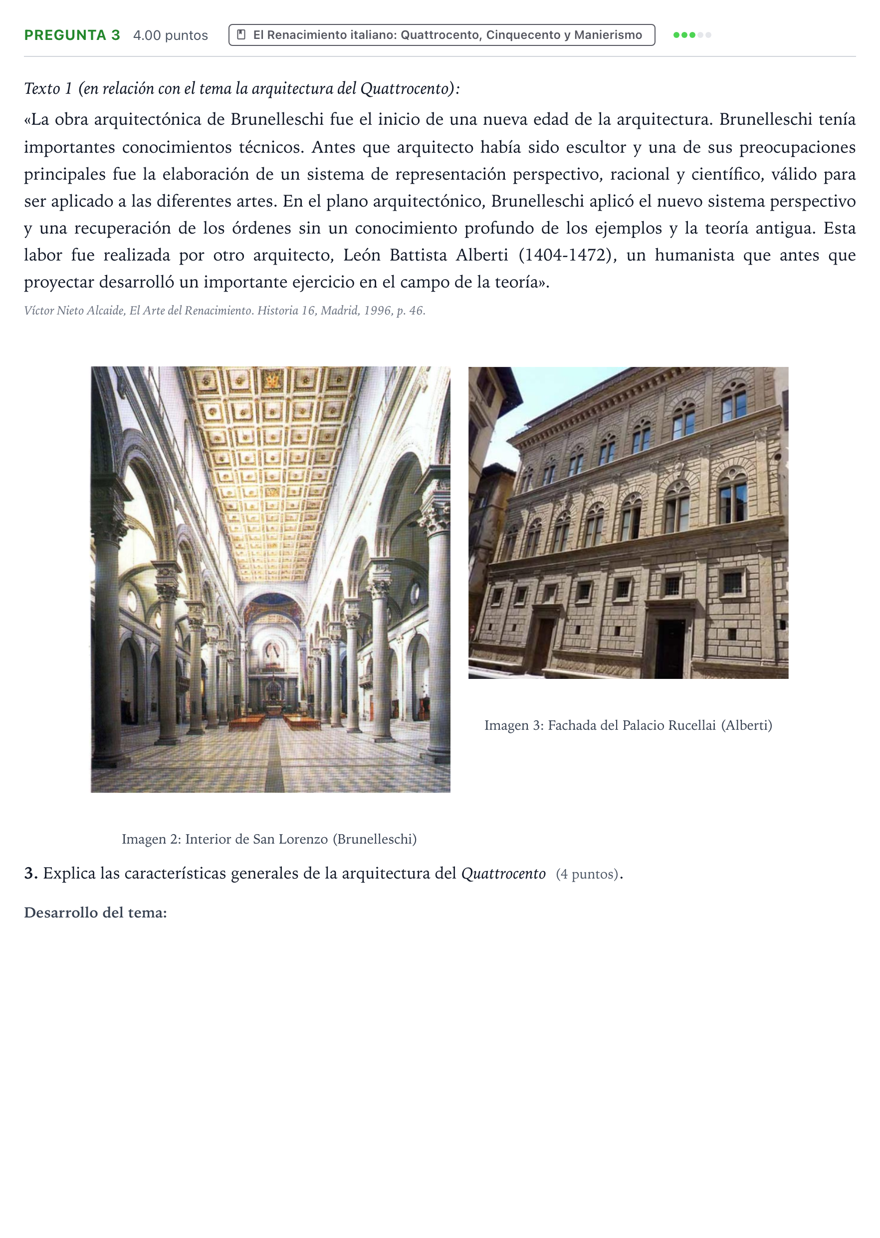 Enunciado: Pregunta 3 · Historia del Arte PAU Valencia Extraordinaria 2024