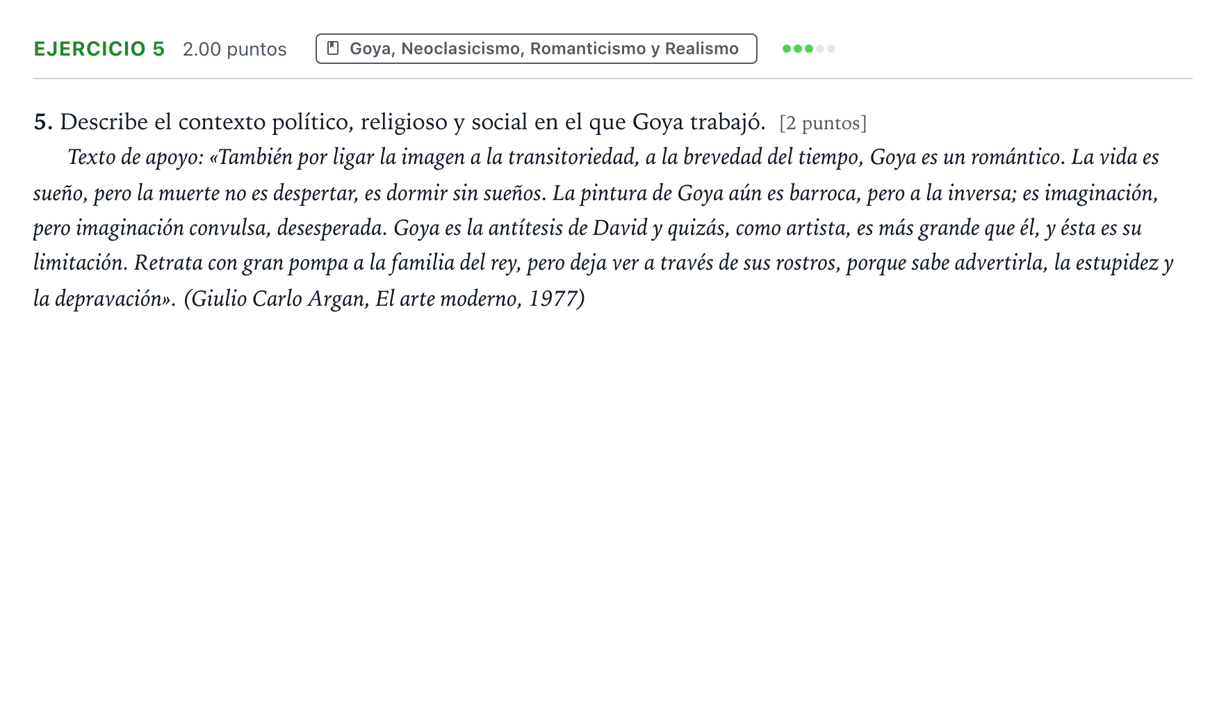 Enunciado: Problema 5 · Historia del Arte PAU Valencia Ordinaria 2024