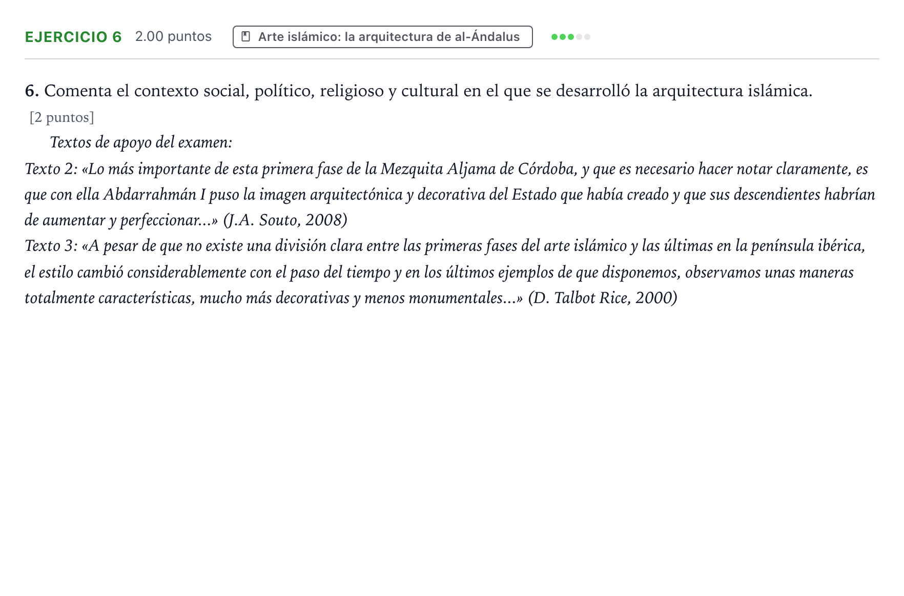 Enunciado: Problema 6 · Historia del Arte PAU Valencia Ordinaria 2024