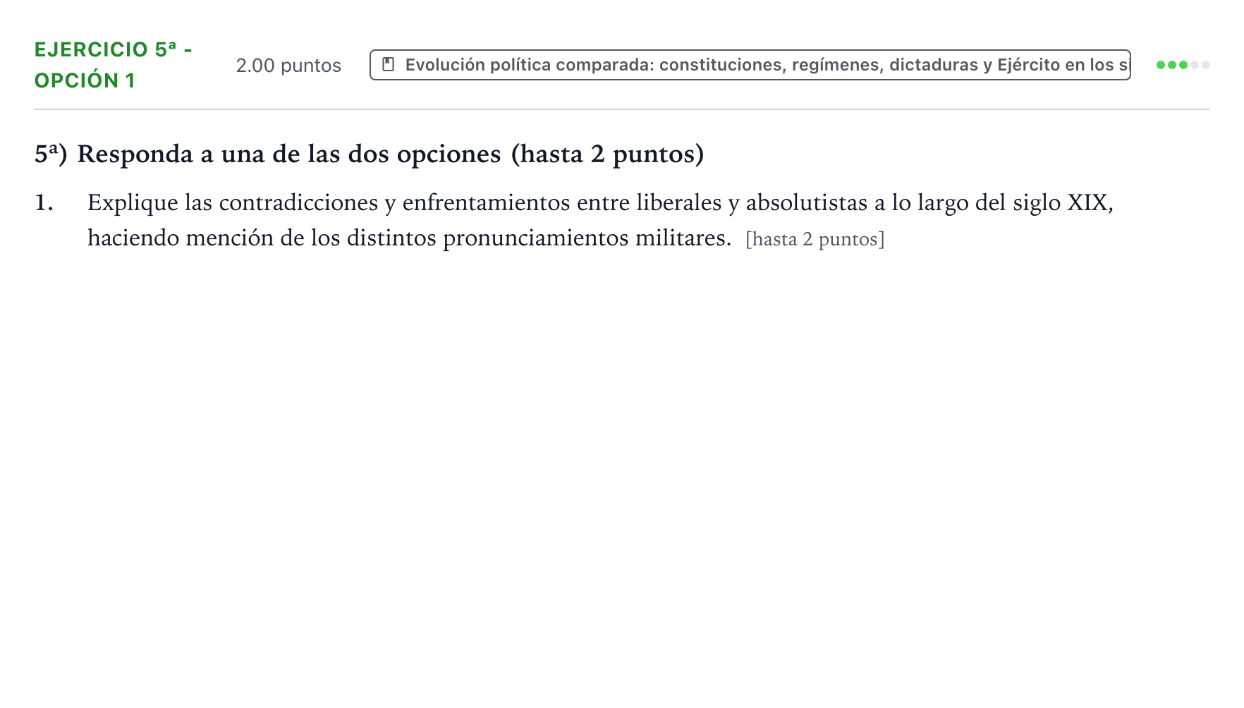 Enunciado: Ejercicio 5ª - Opción 1 · Historia de España PAU Valencia Extraordinaria 2024