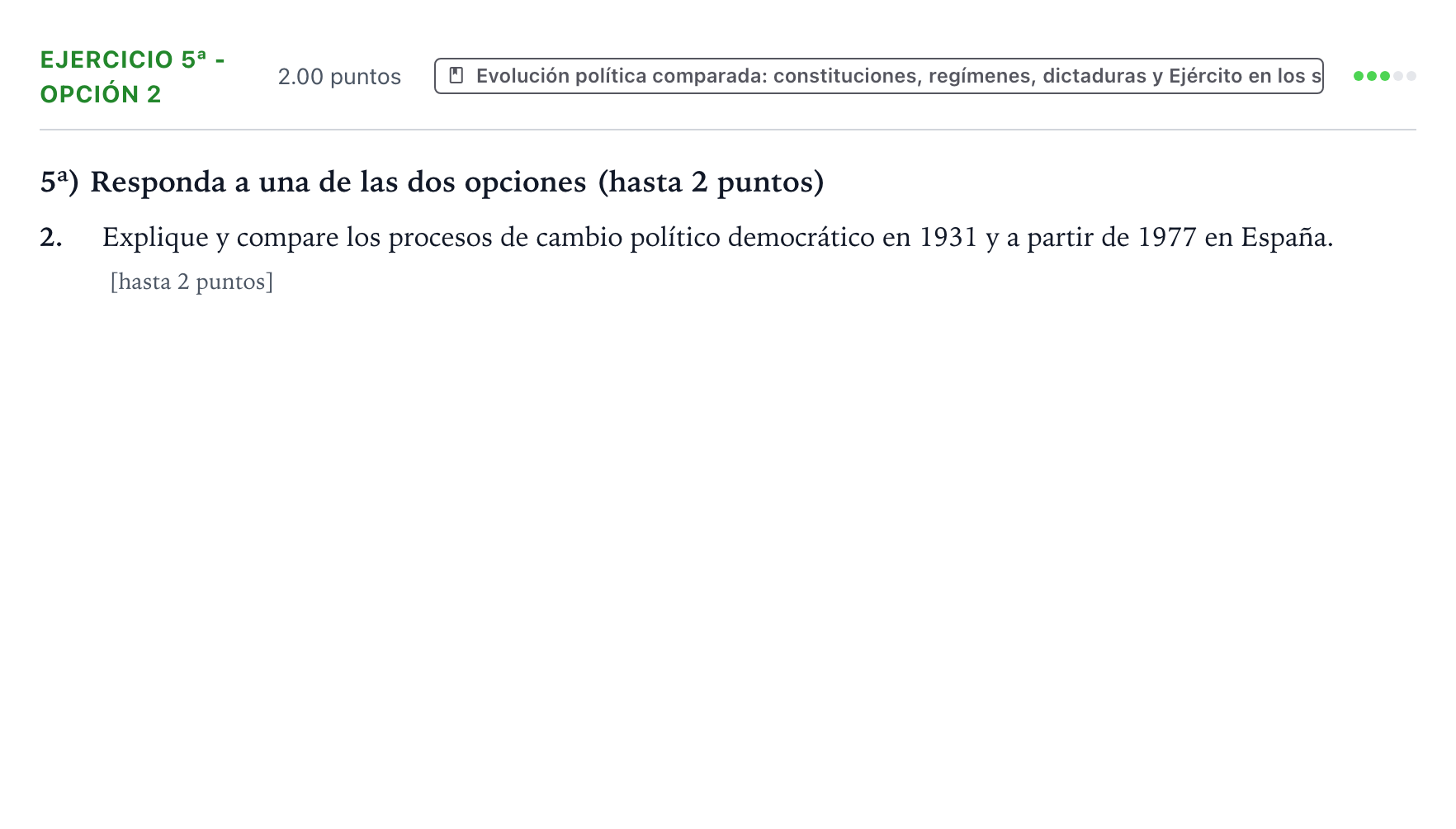 Enunciado: Ejercicio 5ª - Opción 2 · Historia de España PAU Valencia Extraordinaria 2024
