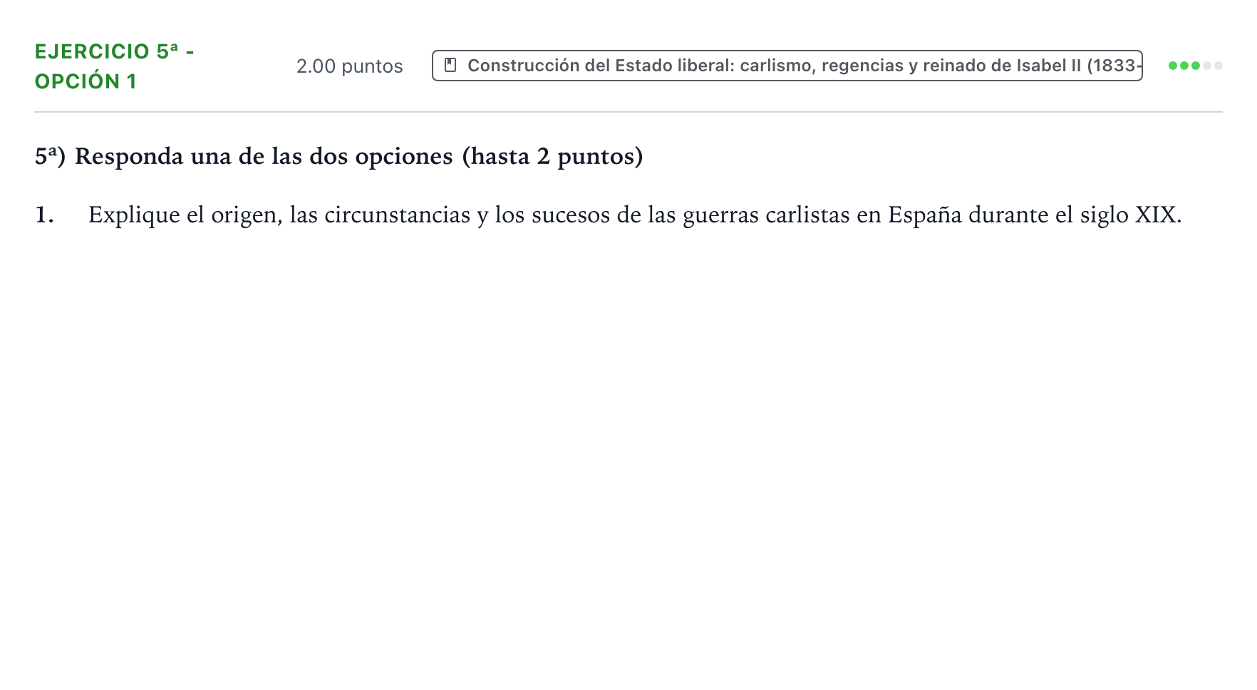 Enunciado: Ejercicio 5ª - Opción 1 · Historia de España PAU Valencia Ordinaria 2024