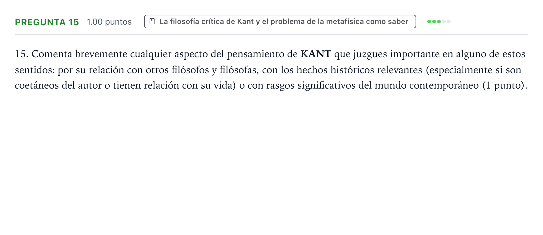 Enunciado: Pregunta 15 · Historia de la Filosofía PAU Valencia Extraordinaria 2024