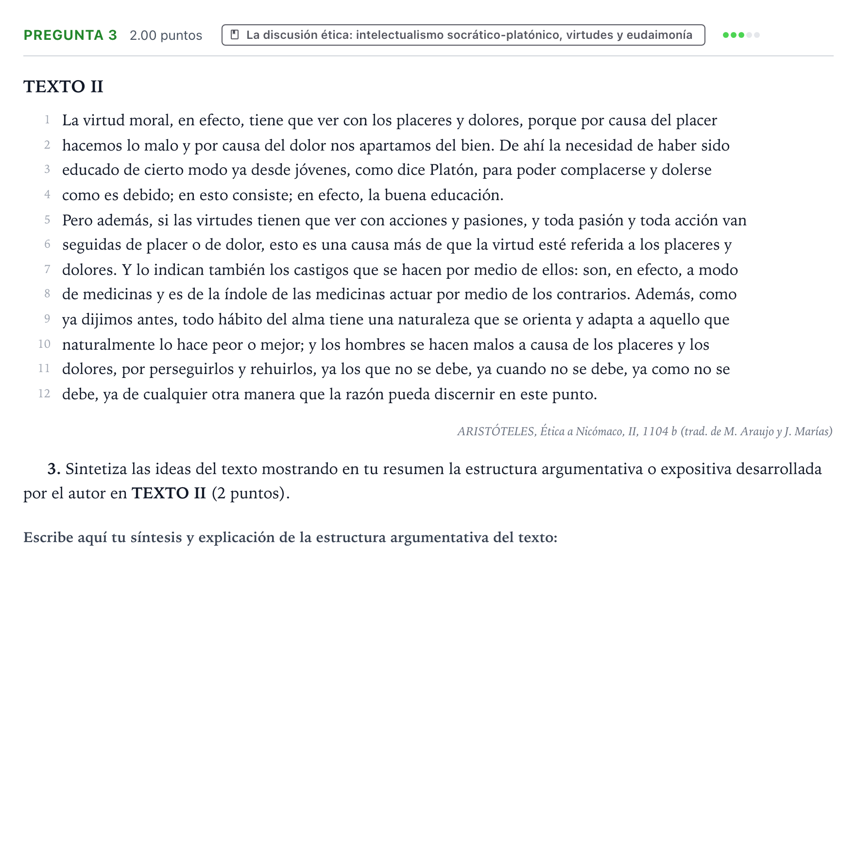 Enunciado: Pregunta 3 · Historia de la Filosofía PAU Valencia Extraordinaria 2024