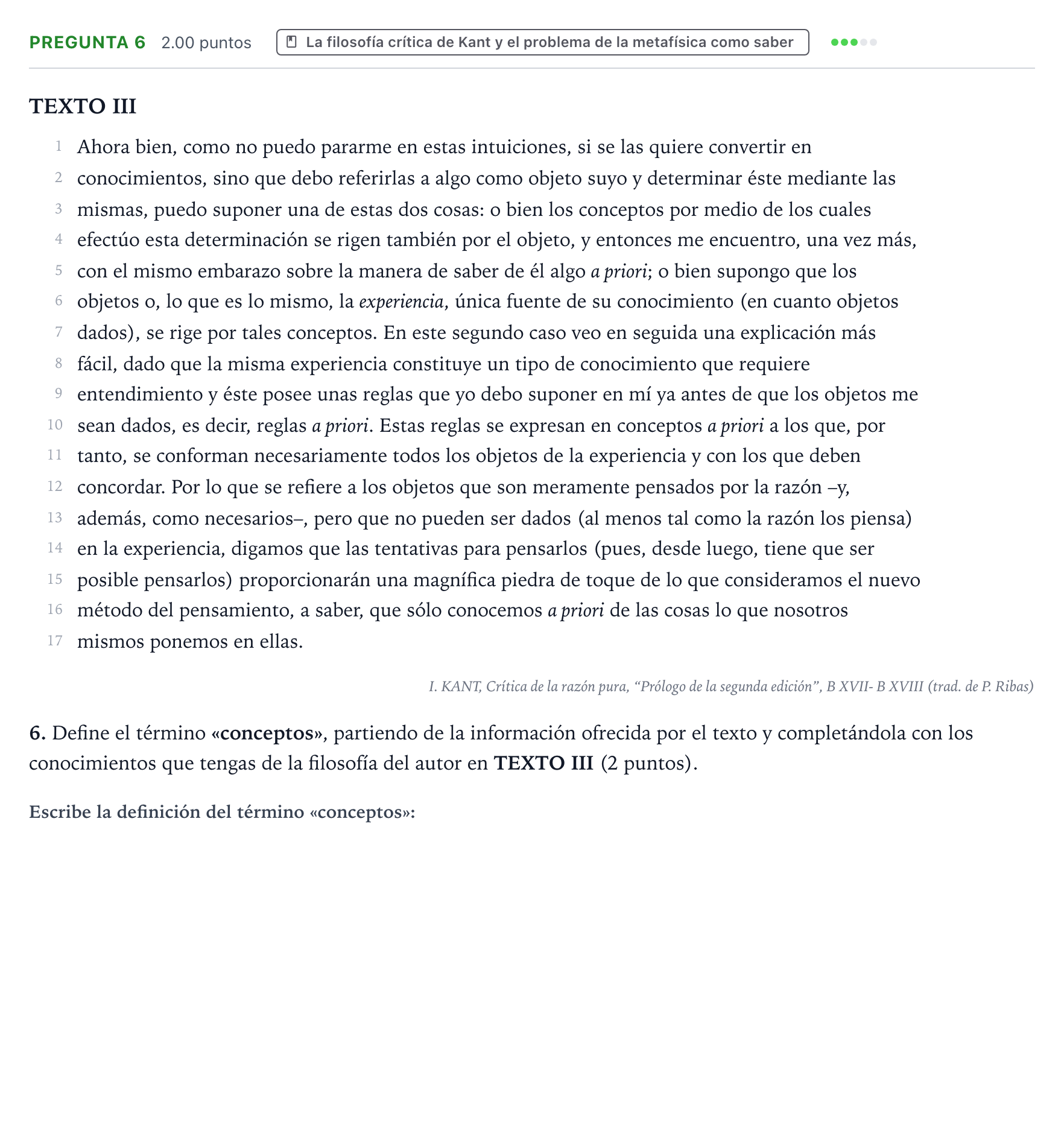Enunciado: Pregunta 6 · Historia de la Filosofía PAU Valencia Extraordinaria 2024