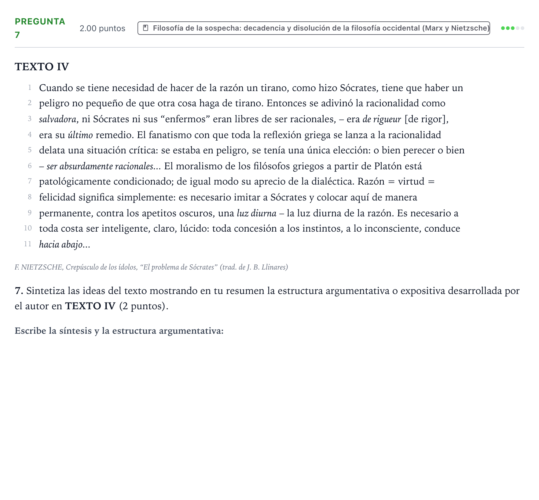 Enunciado: Pregunta 7 · Historia de la Filosofía PAU Valencia Extraordinaria 2024