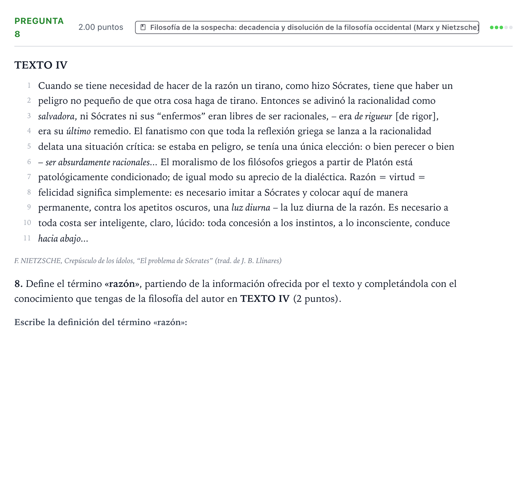 Enunciado: Pregunta 8 · Historia de la Filosofía PAU Valencia Extraordinaria 2024