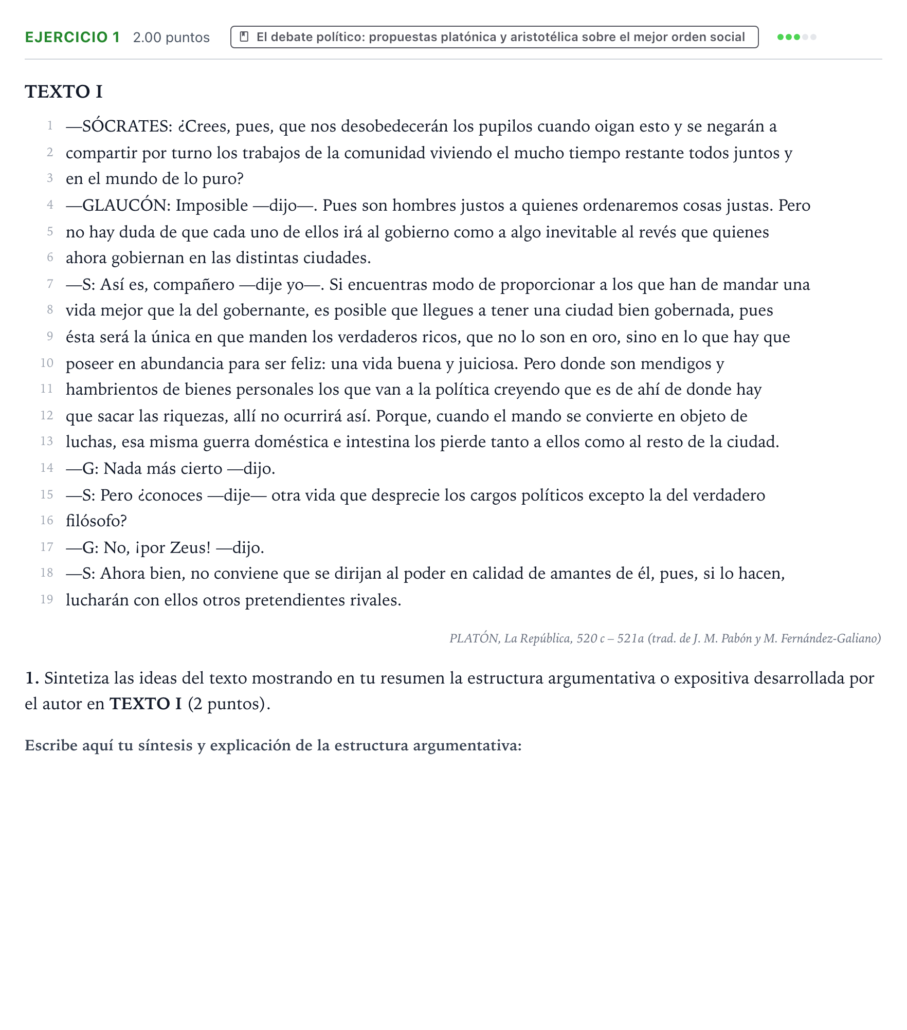 Enunciado: Problema 1 · Historia de la Filosofía PAU Valencia Extraordinaria solapamiento 2024