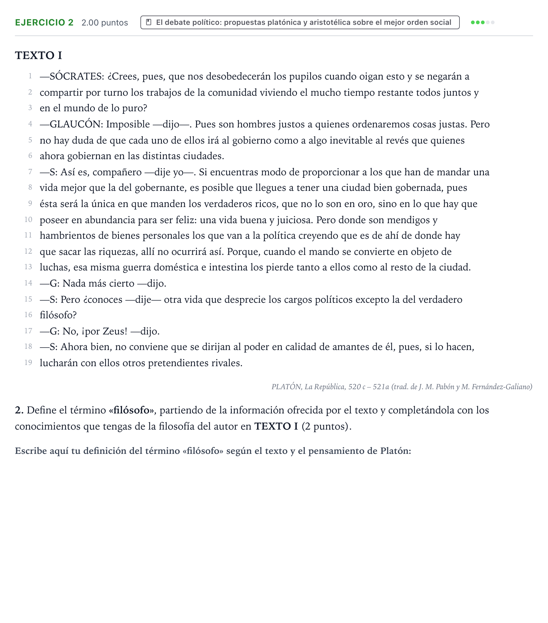 Enunciado: Problema 2 · Historia de la Filosofía PAU Valencia Extraordinaria solapamiento 2024