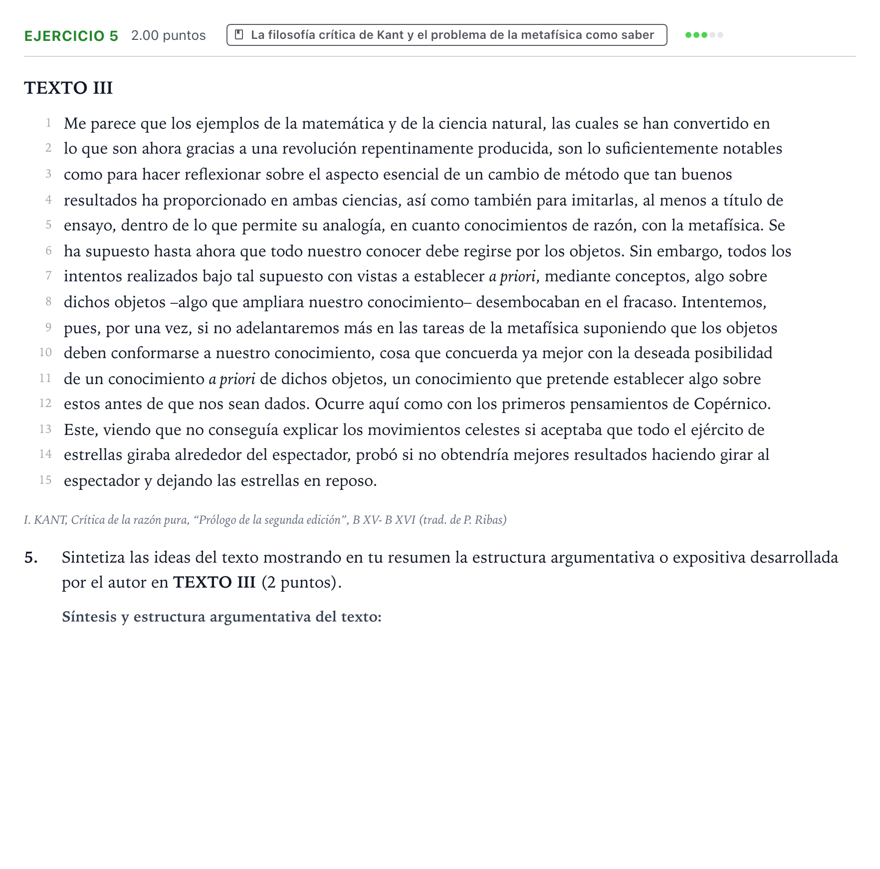 Enunciado: Problema 5 · Historia de la Filosofía PAU Valencia Ordinaria 2024