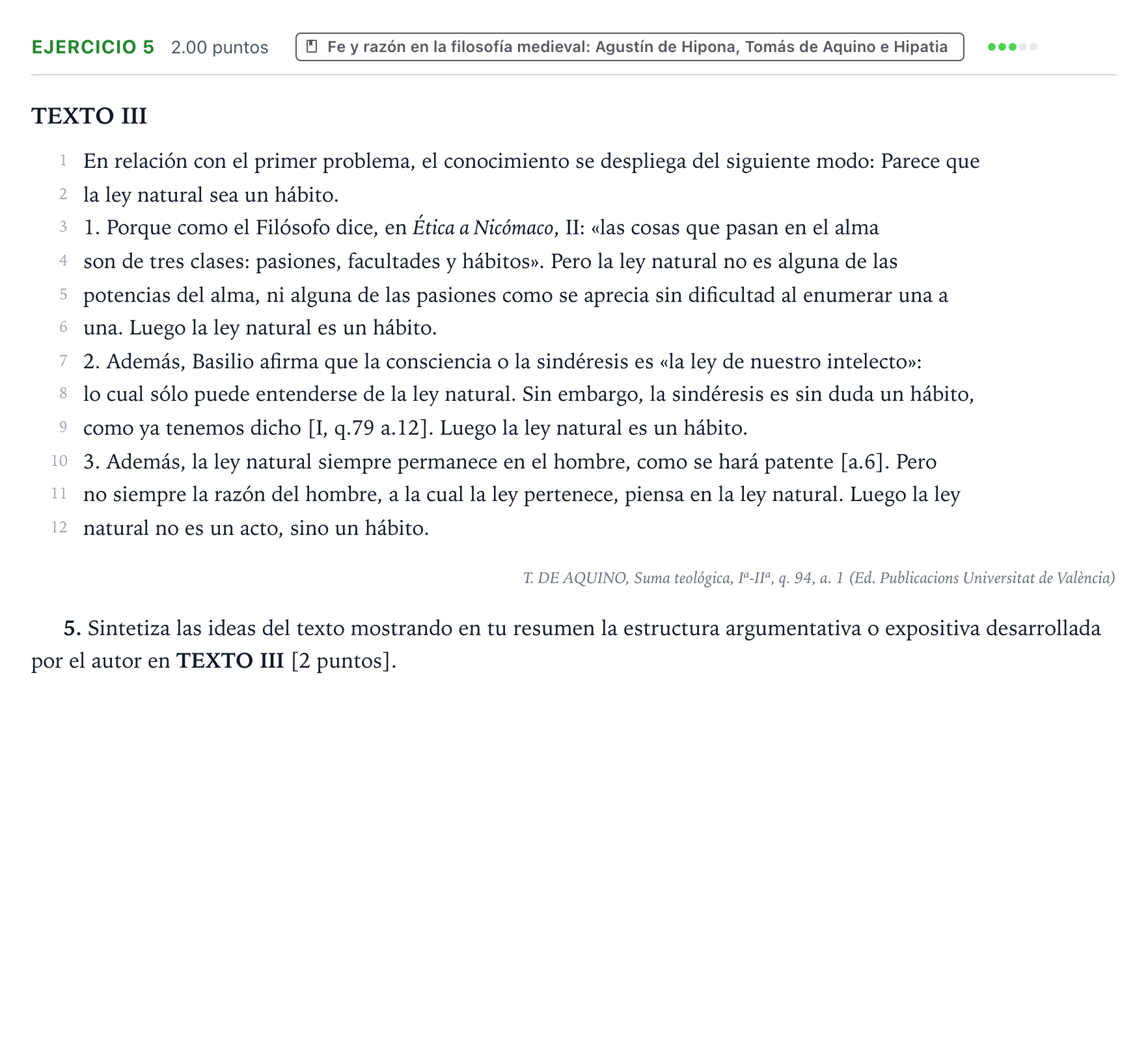 Enunciado: Problema 5 · Historia de la Filosofía PAU Valencia Ordinaria solapamiento 2024