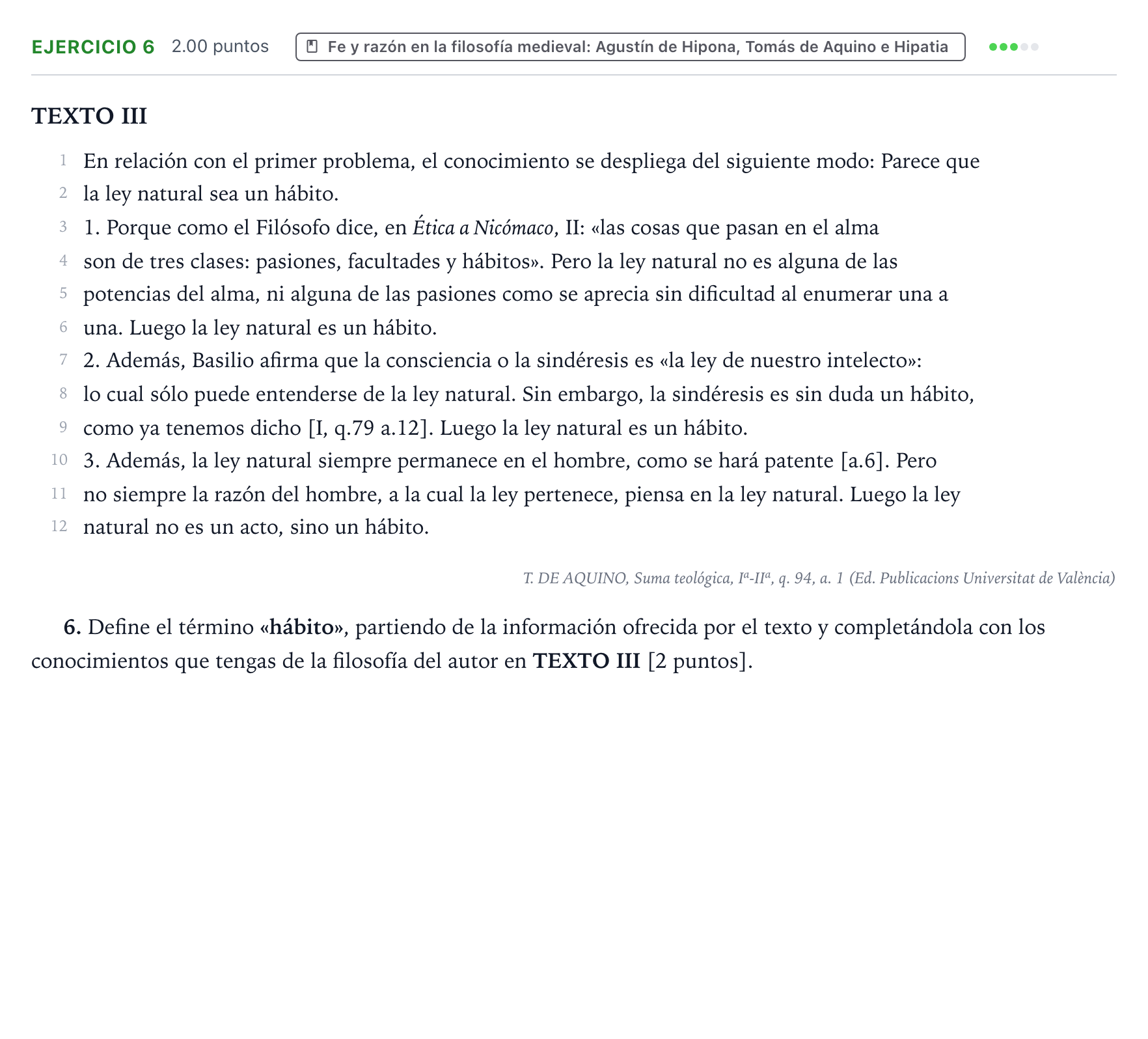 Enunciado: Problema 6 · Historia de la Filosofía PAU Valencia Ordinaria solapamiento 2024