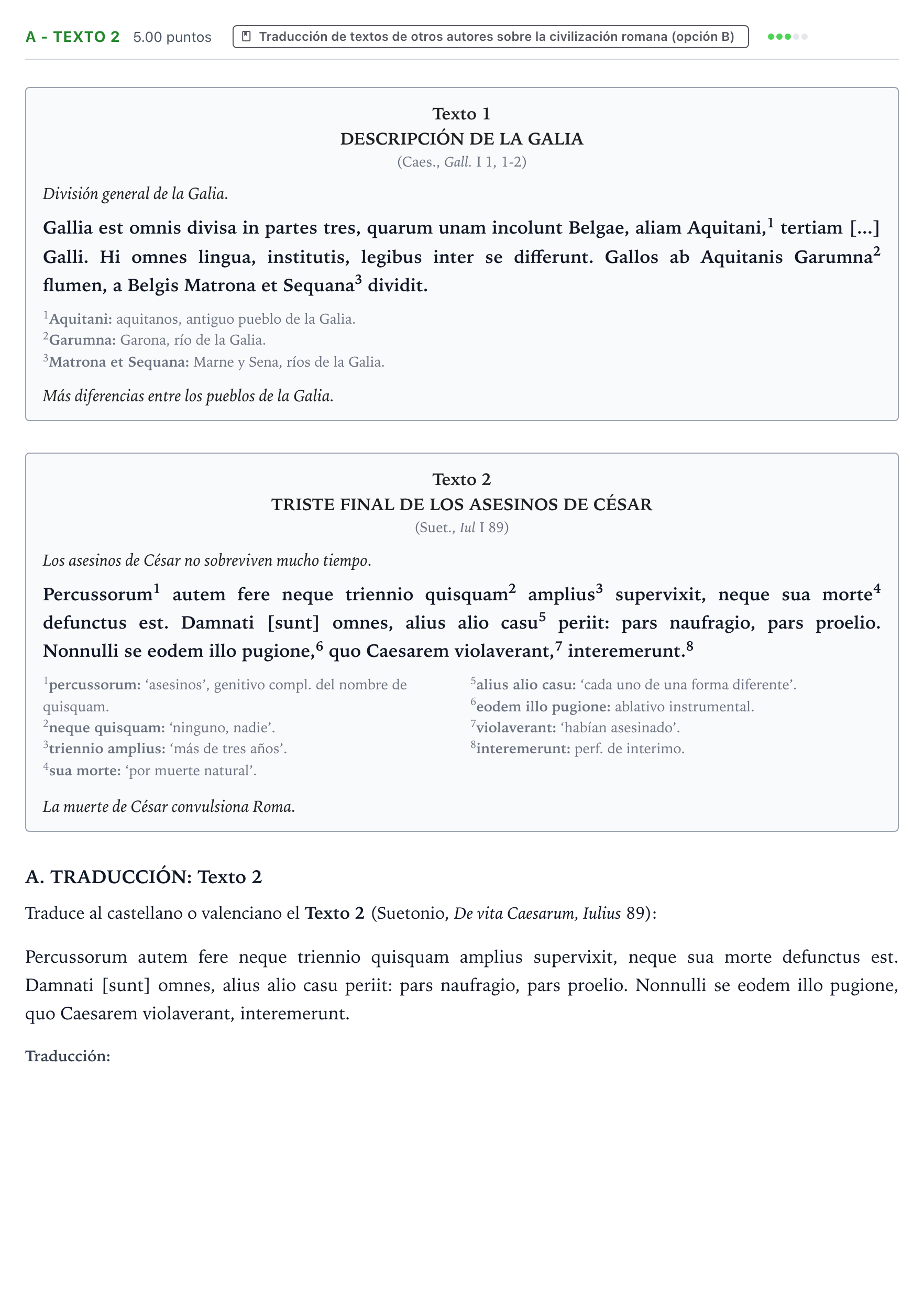 Enunciado: Ejercicio A - Texto 2 · Latín II PAU Valencia Extraordinaria 2024
