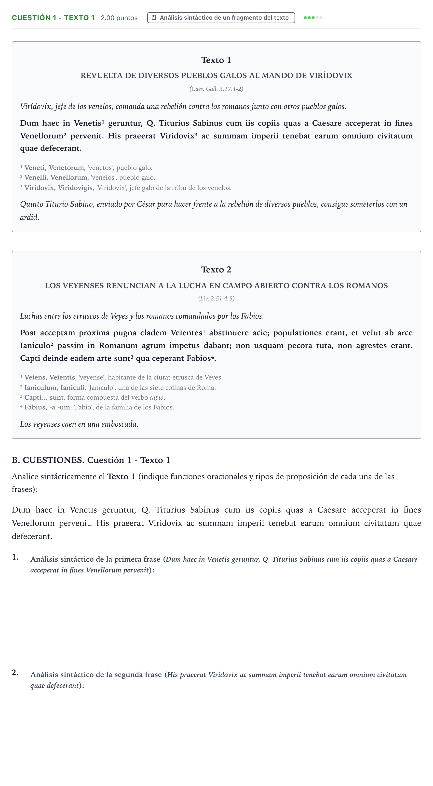 Enunciado: Cuestión 1 - Texto 1 · Latín II PAU Valencia Ordinaria 2024