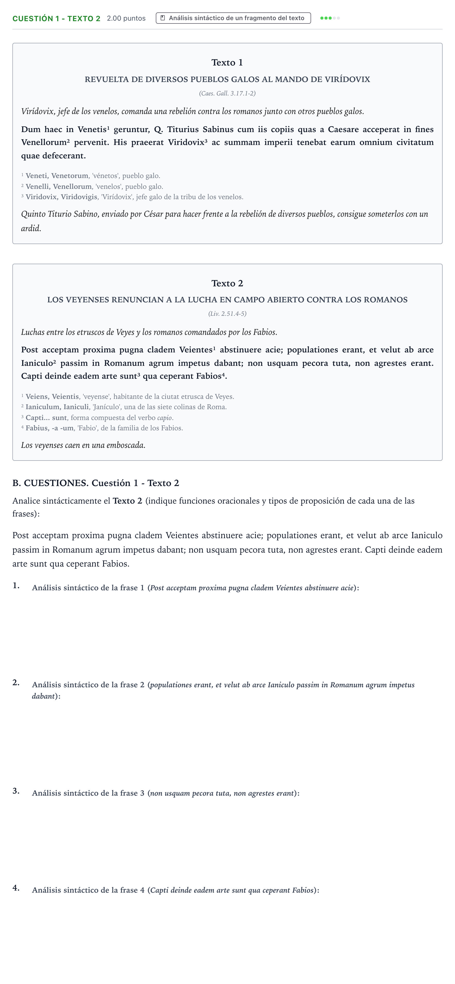Enunciado: Cuestión 1 - Texto 2 · Latín II PAU Valencia Ordinaria 2024