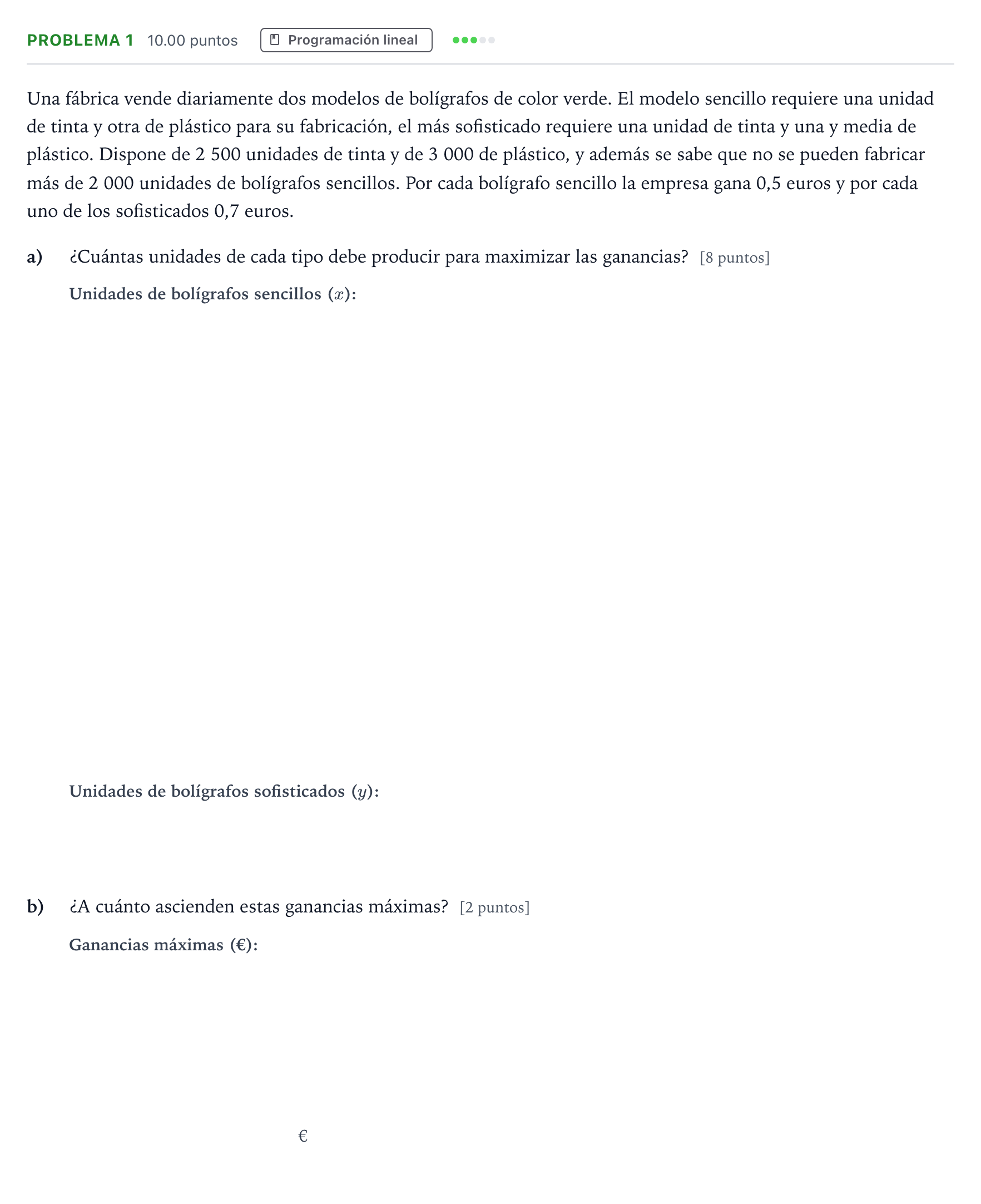 Enunciado: Problema 1 · Matemáticas aplicadas a las Ciencias Sociales II PAU Valencia Extraordinaria 2024