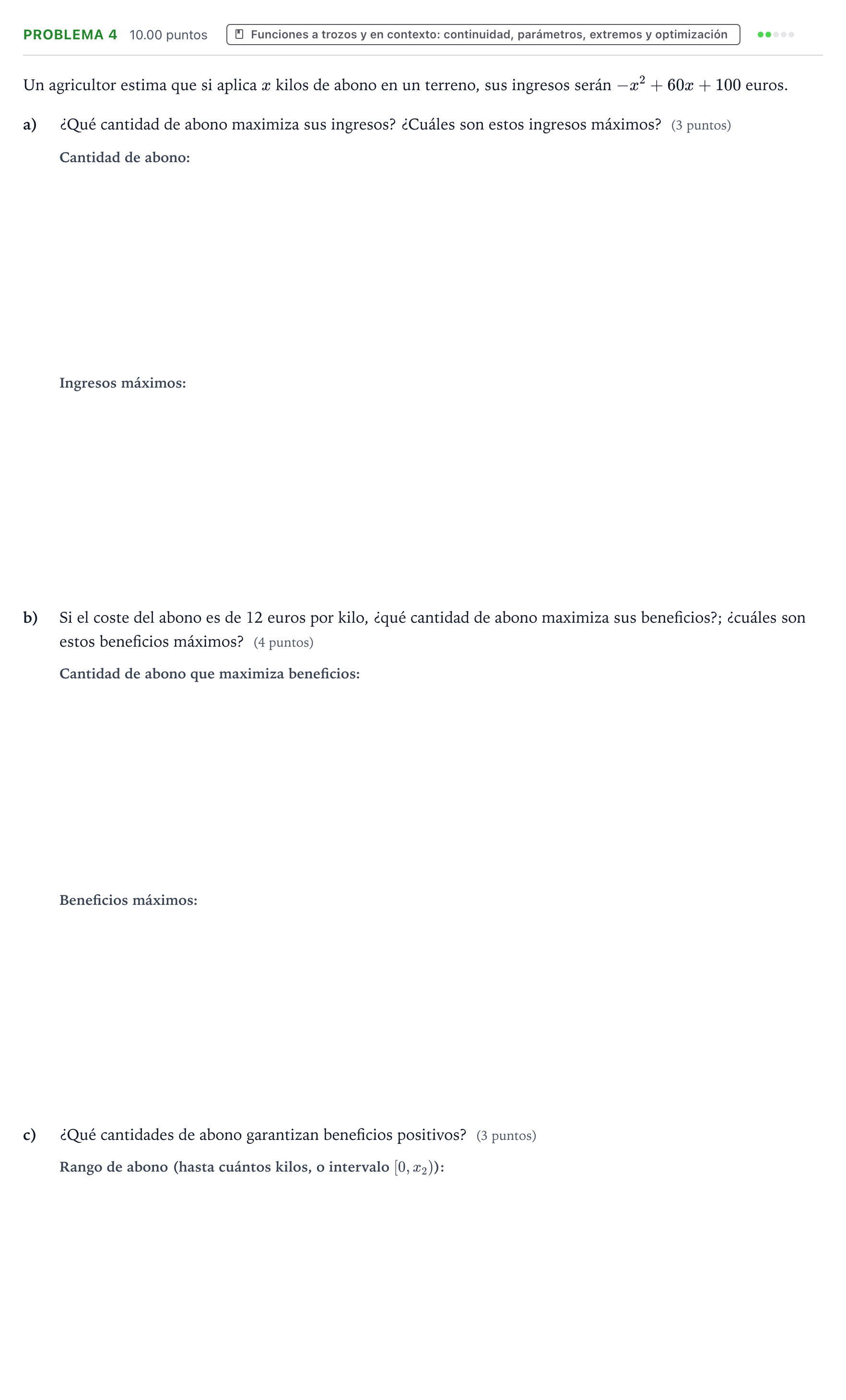 Enunciado: Problema 4 · Matemáticas aplicadas a las Ciencias Sociales II PAU Valencia Extraordinaria 2024