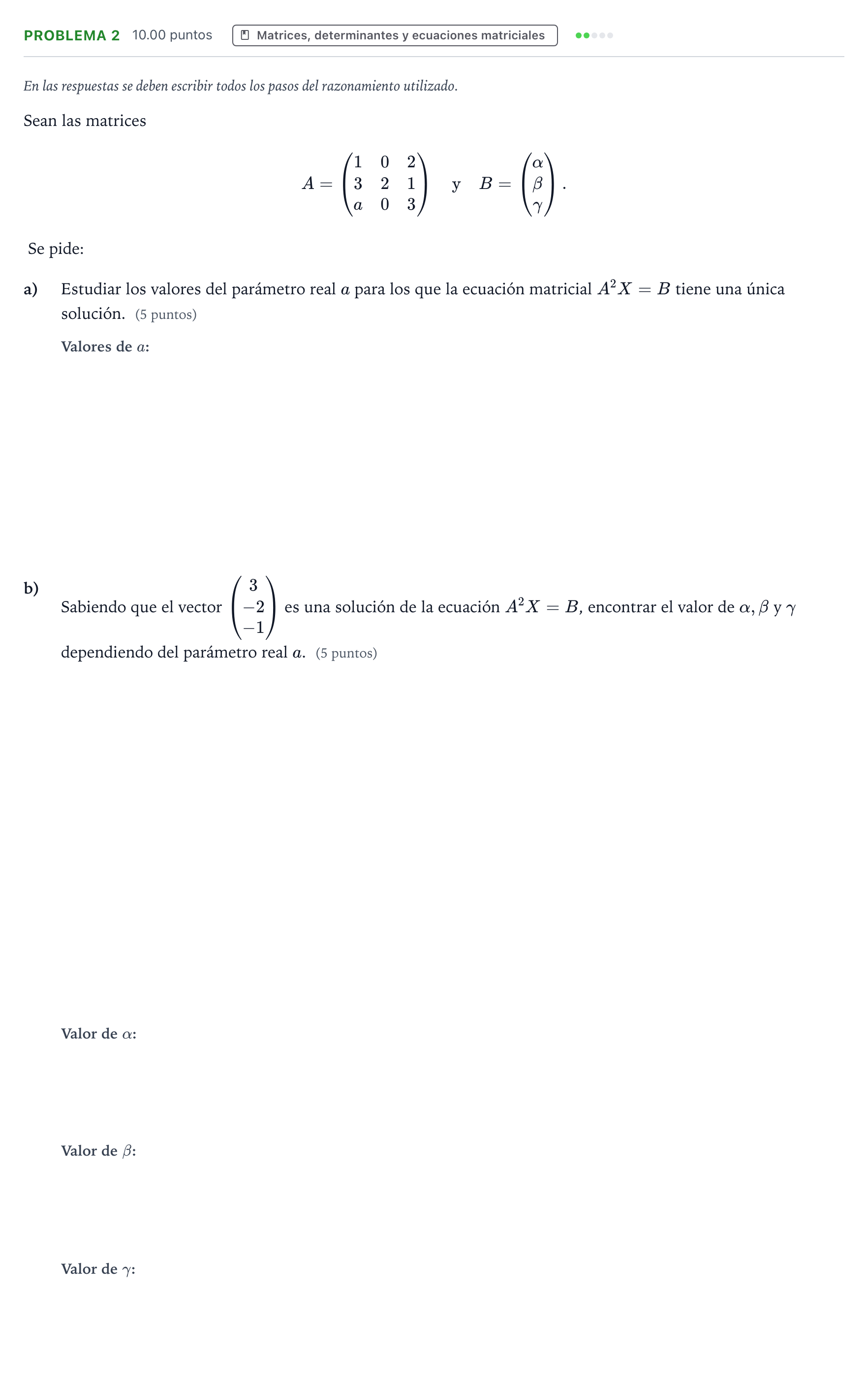 Enunciado: Problema 2 · Matemáticas II PAU Valencia Extraordinaria 2024
