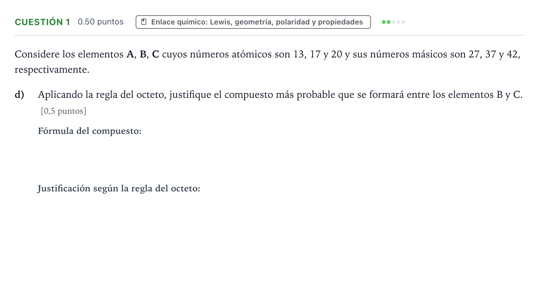 Enunciado: Cuestión 1 - Enlace químico · Química PAU Valencia Extraordinaria 2024